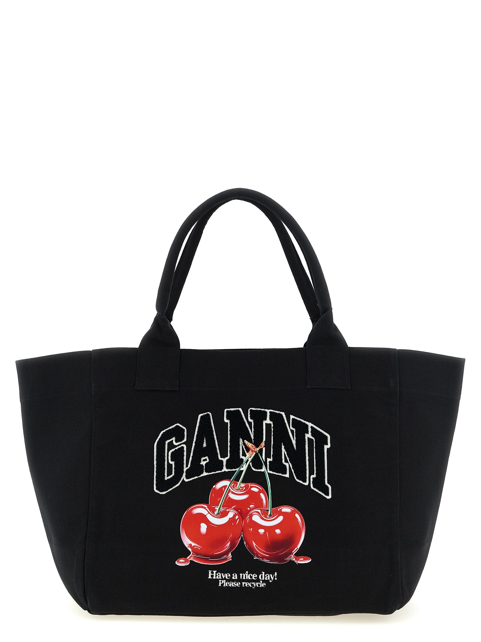 Ganni 'Black Medium Cherry Tote' Shopping Bag