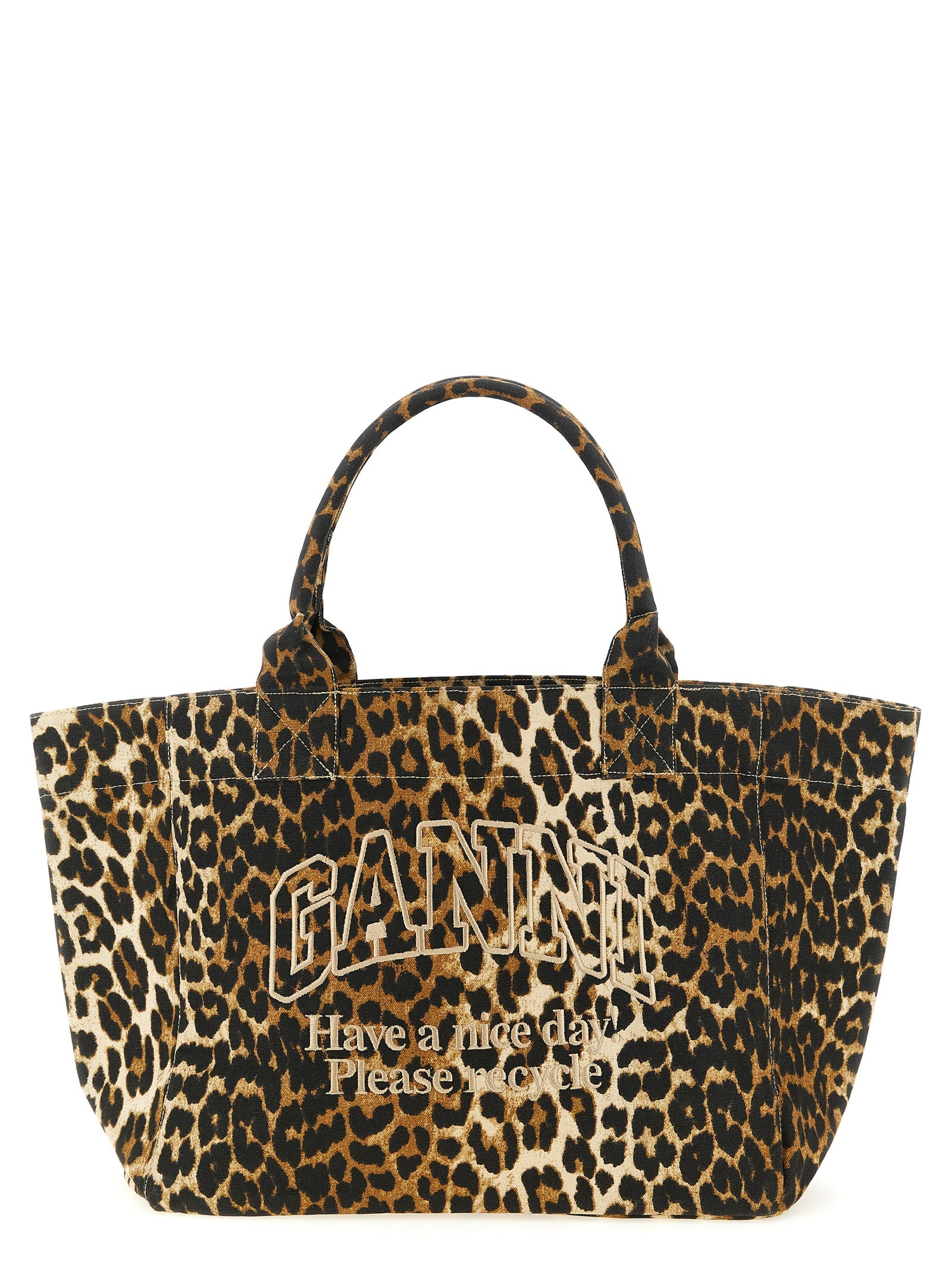 Ganni 'Leopard Medium Tote' Shopping Bag