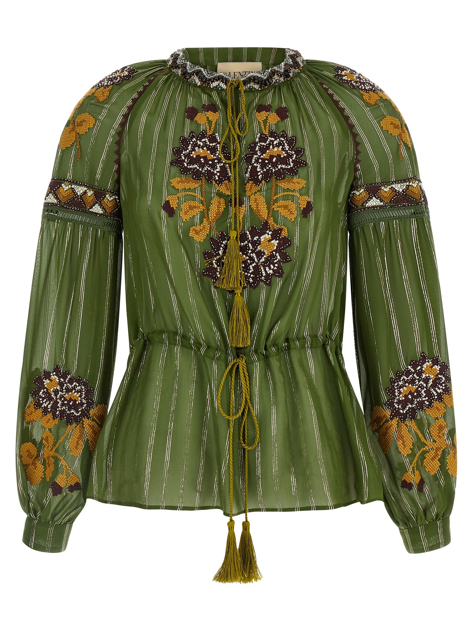 Valentino Garavani Valentino Garavani Embroidered Lurex Silk Shirt