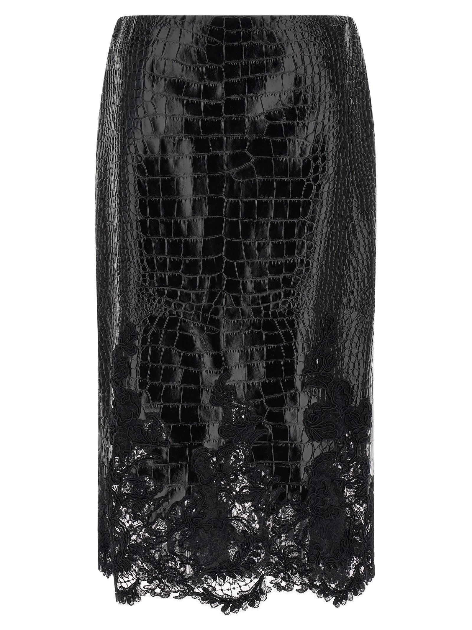 Ermanno Scervino Coconut Print Sheath Skirt With Lace
