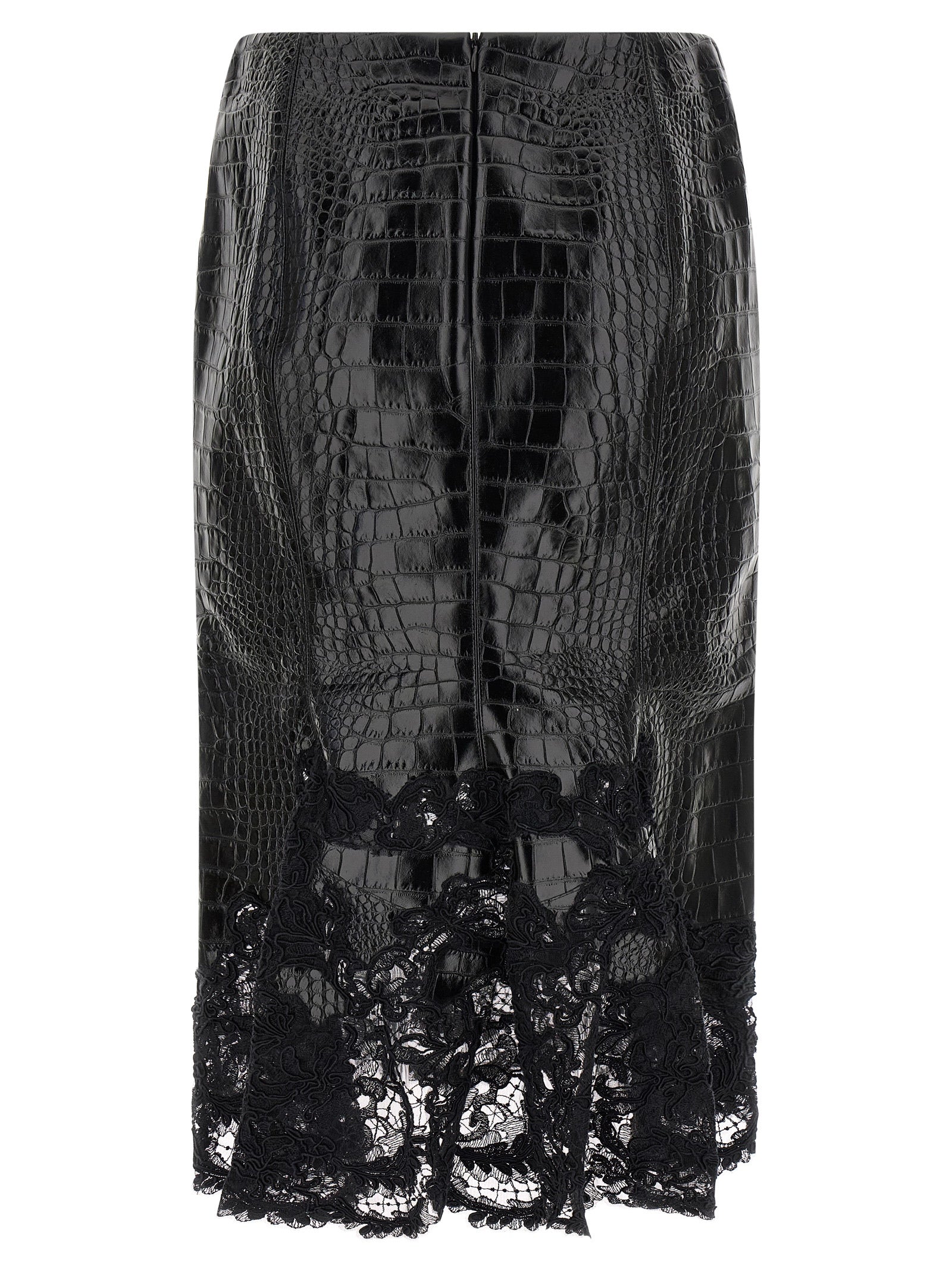 Ermanno Scervino Coconut Print Sheath Skirt With Lace