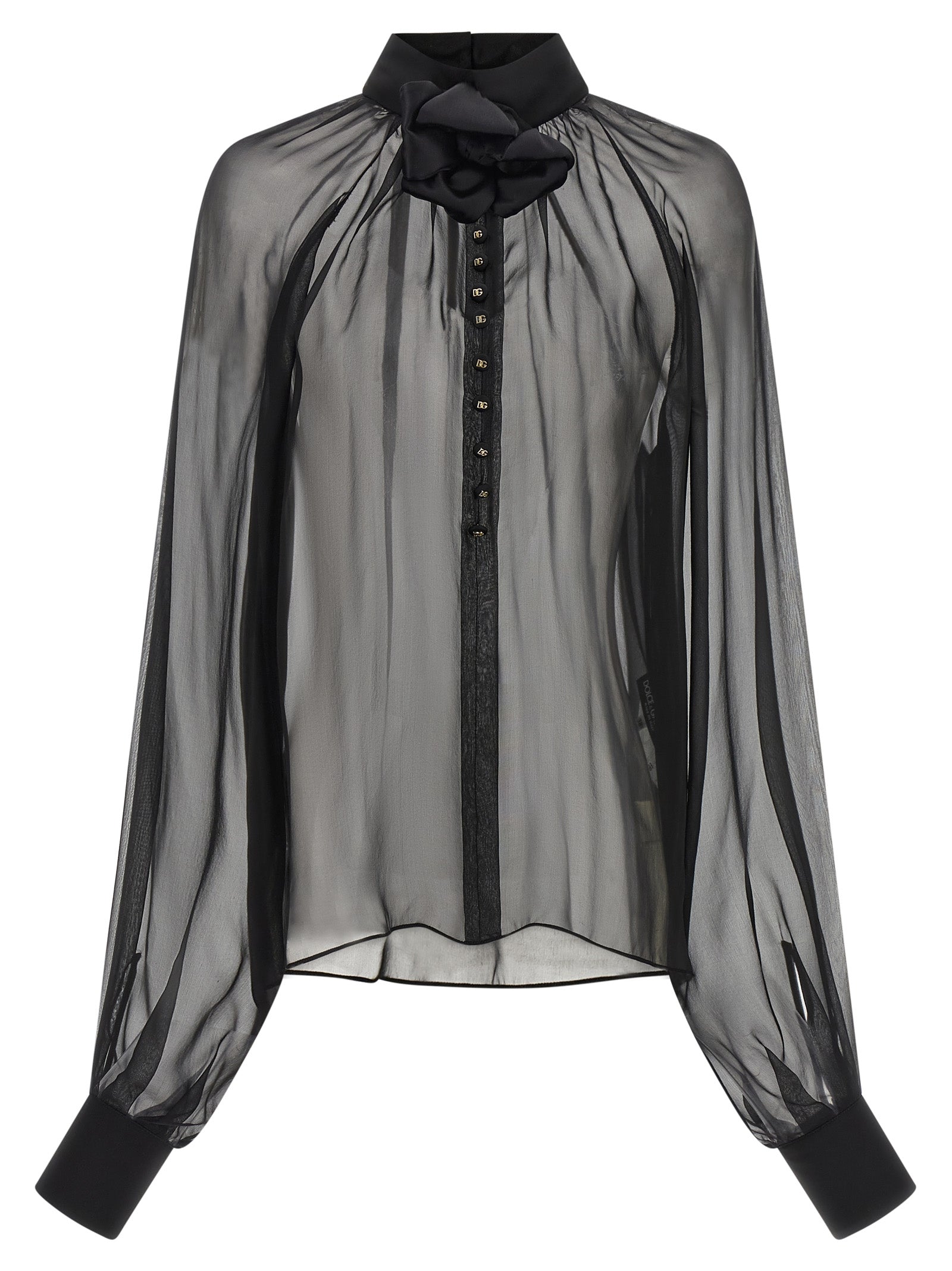 Dolce & Gabbana Chiffon Blouse With Flower
