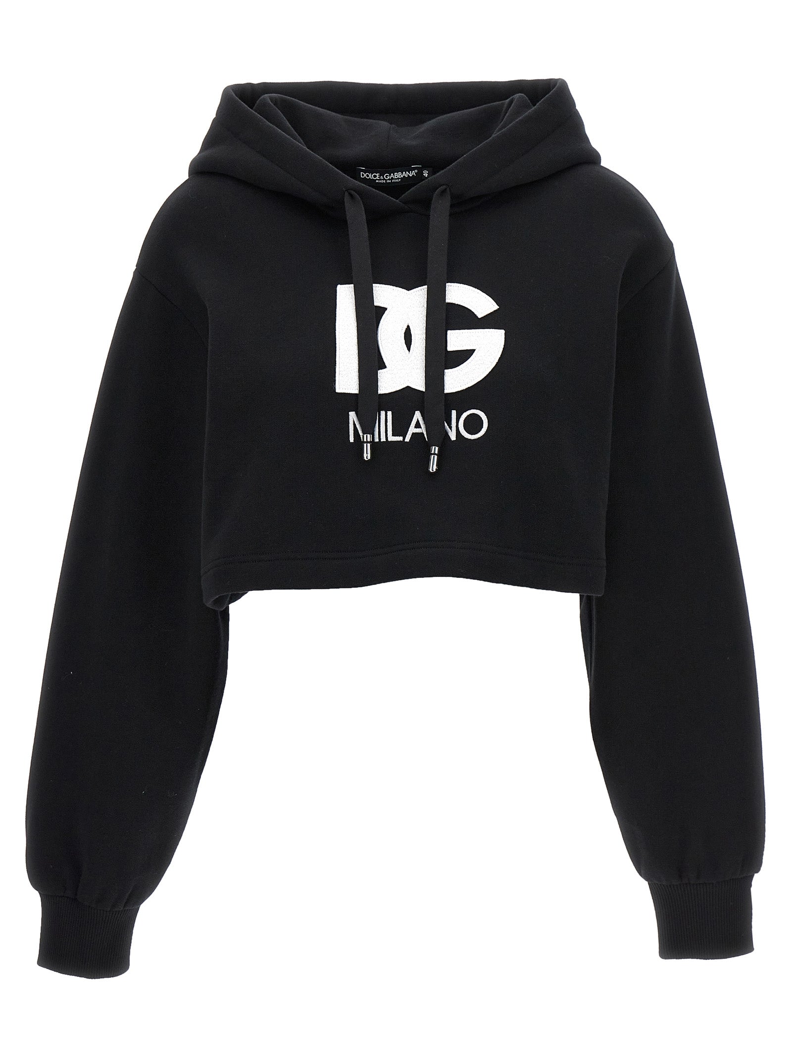 Dolce & Gabbana Logo Embroidery Cropped Hoodie