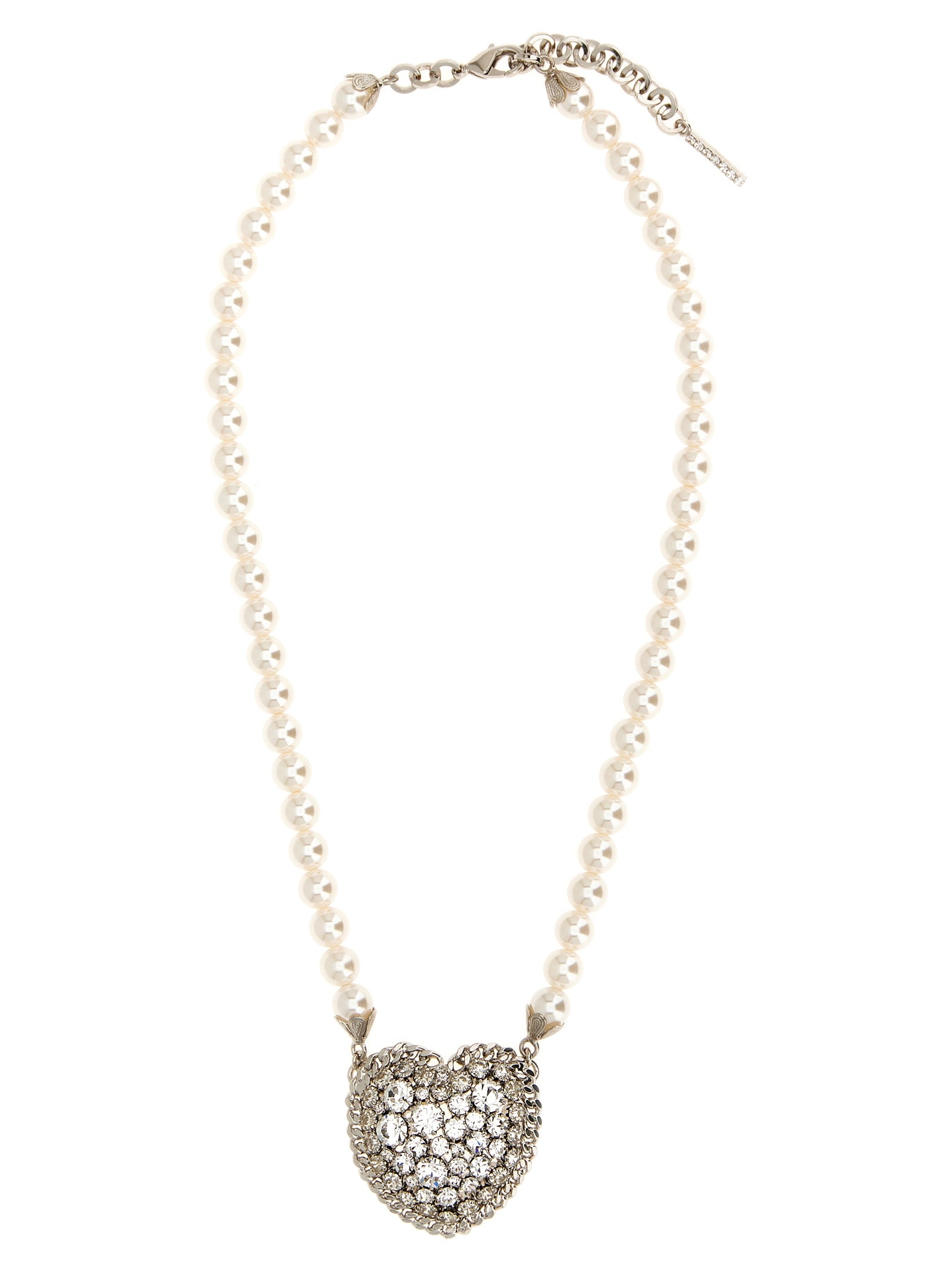 Alessandra Rich Pearl Heart Necklace