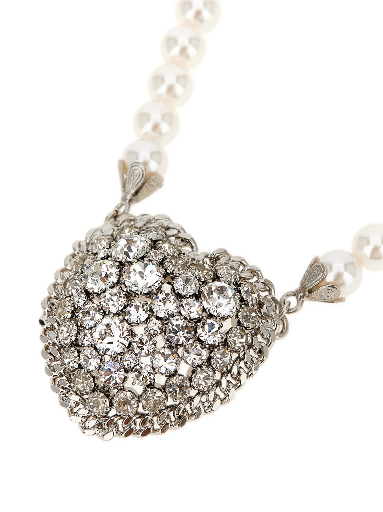 Alessandra Rich Pearl Heart Necklace