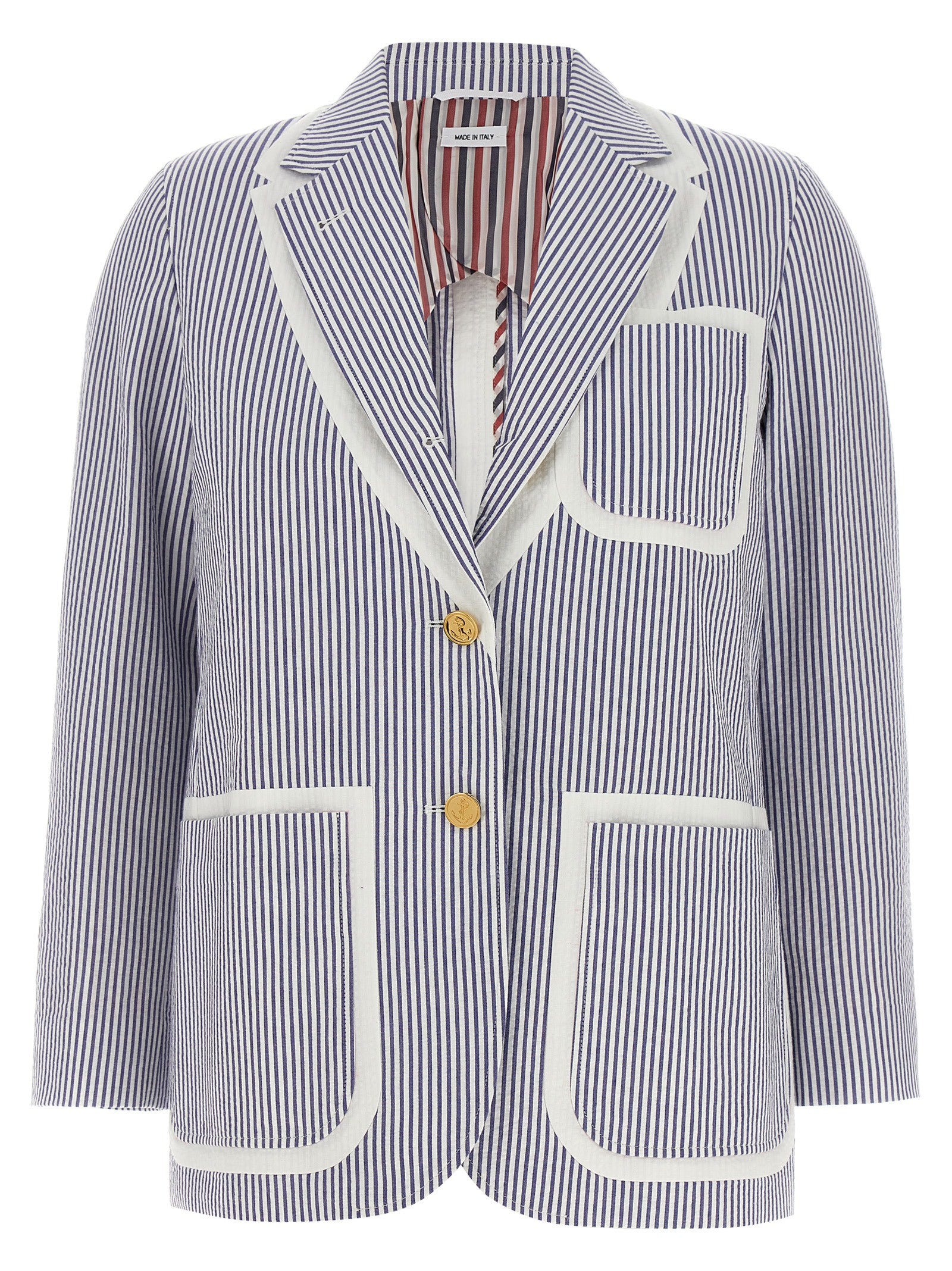 Thom Browne Single-Breasted Seersucker Blazer