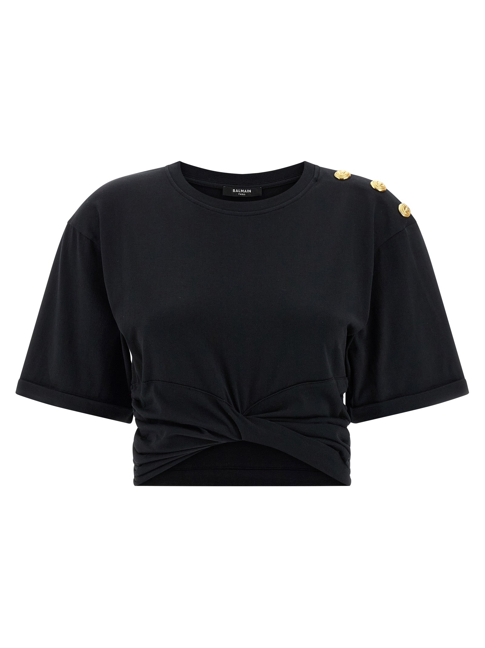 Balmain Knotted Crop T-Shirt