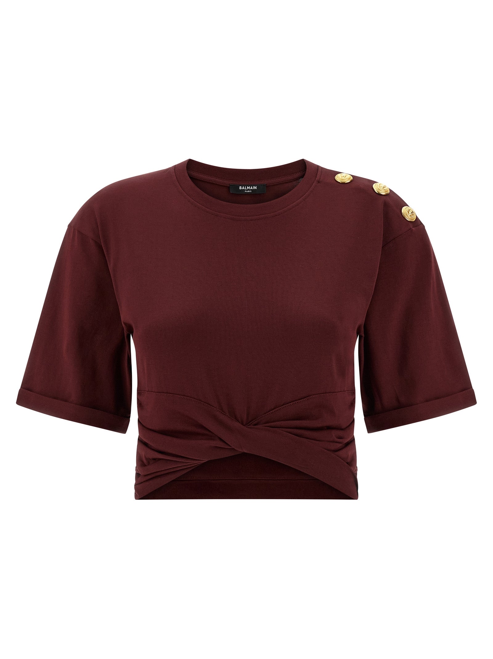 Balmain Knotted Crop T-Shirt
