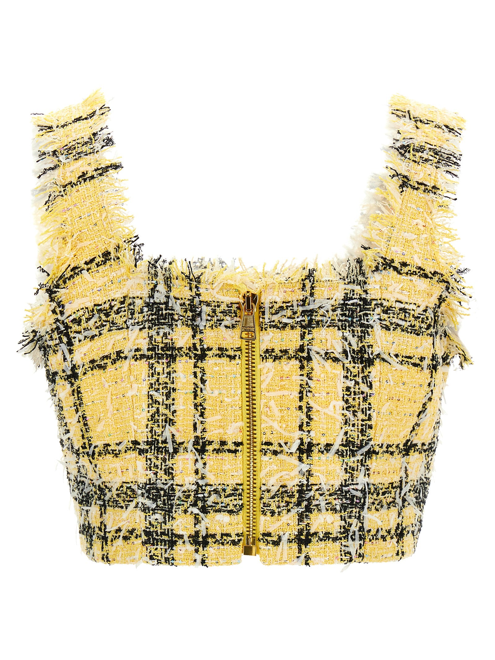 Balmain Tartan Tweed Top