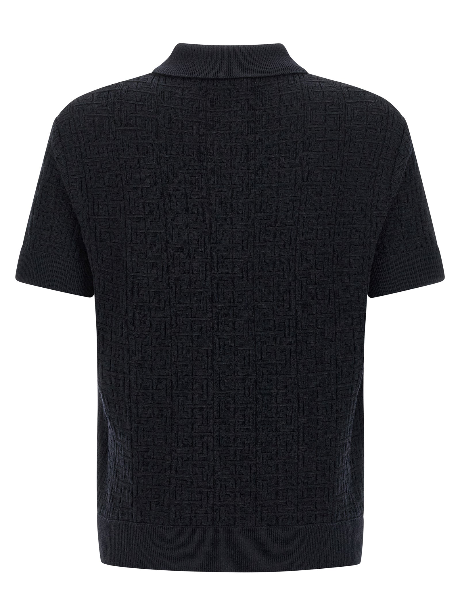 Balmain 'Monogram' Knit Polo Shirt