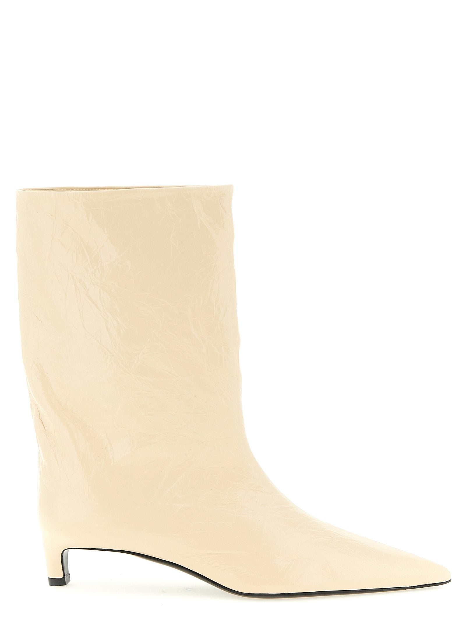 Jil Sander Craquelé Leather Ankle Boots