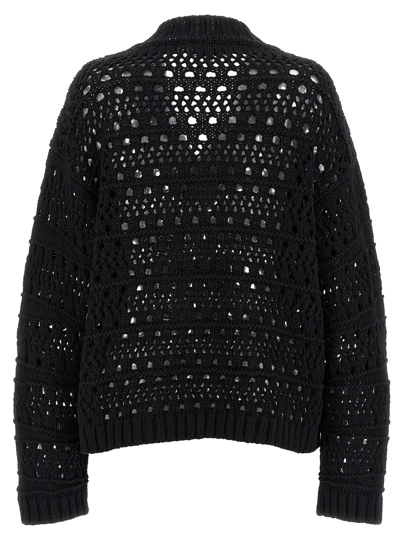 Ganni 'Black Crochet V-Neck' Sweater