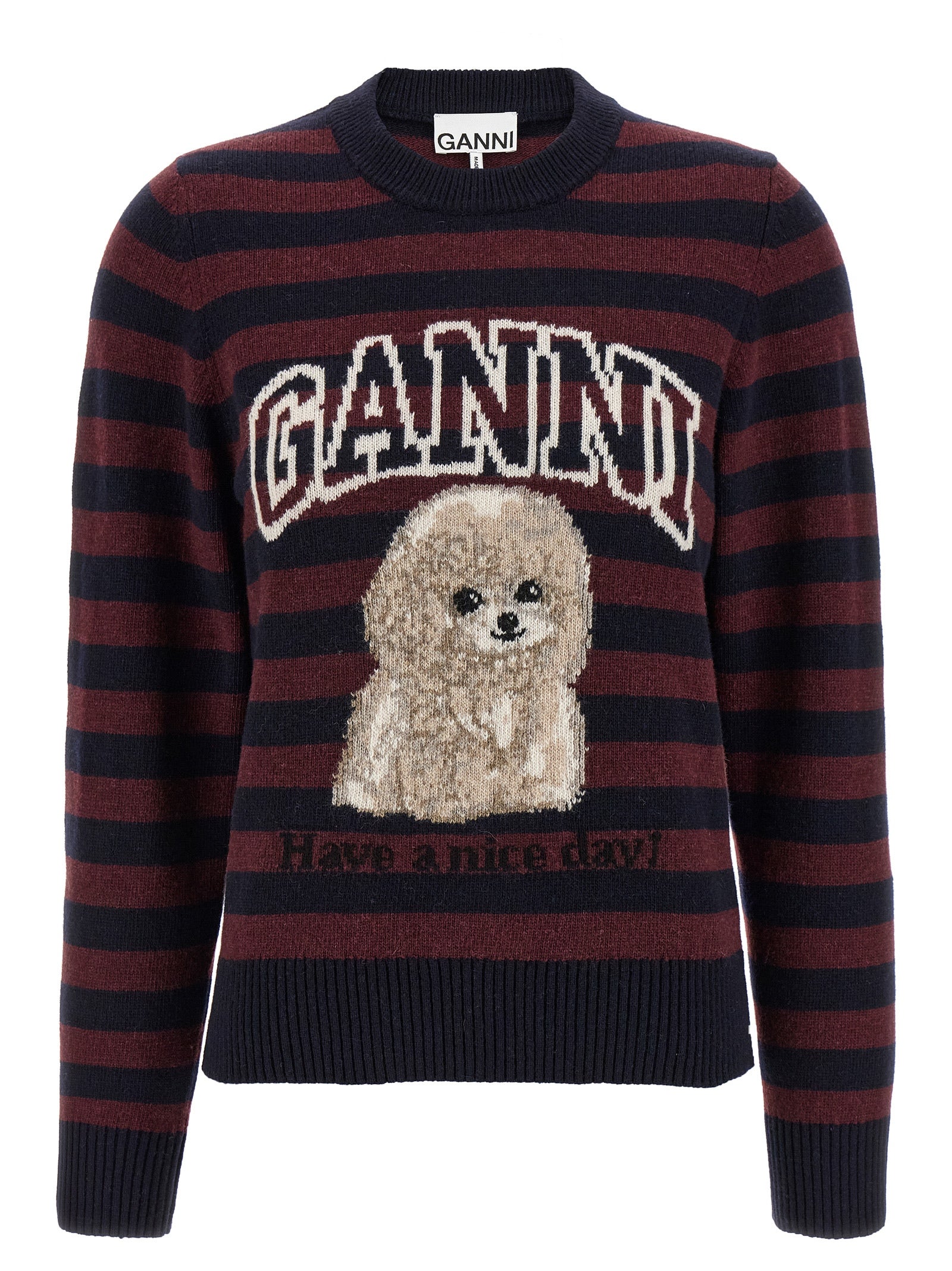 Ganni 'Graphic Wool Mix Poodle Stripe' Sweater