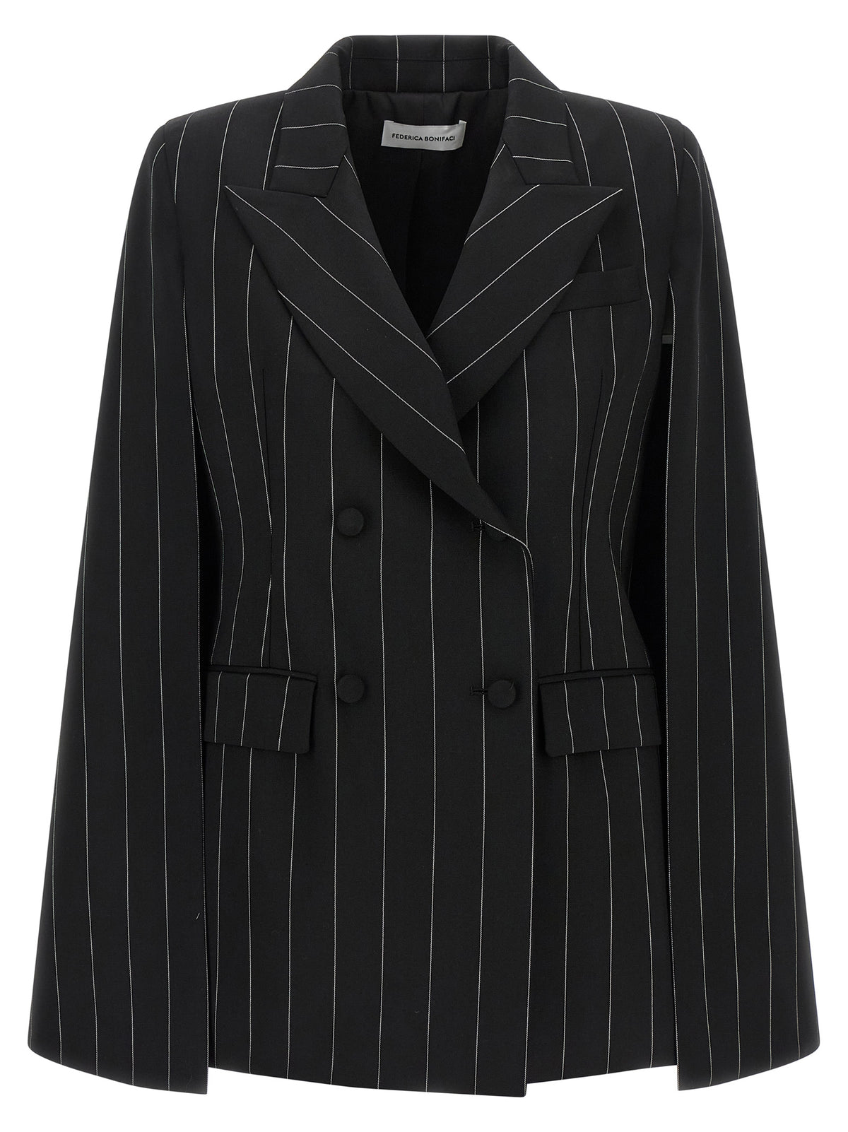 Federica Bonifaci Pinstripe 'Tuxedo' Cape