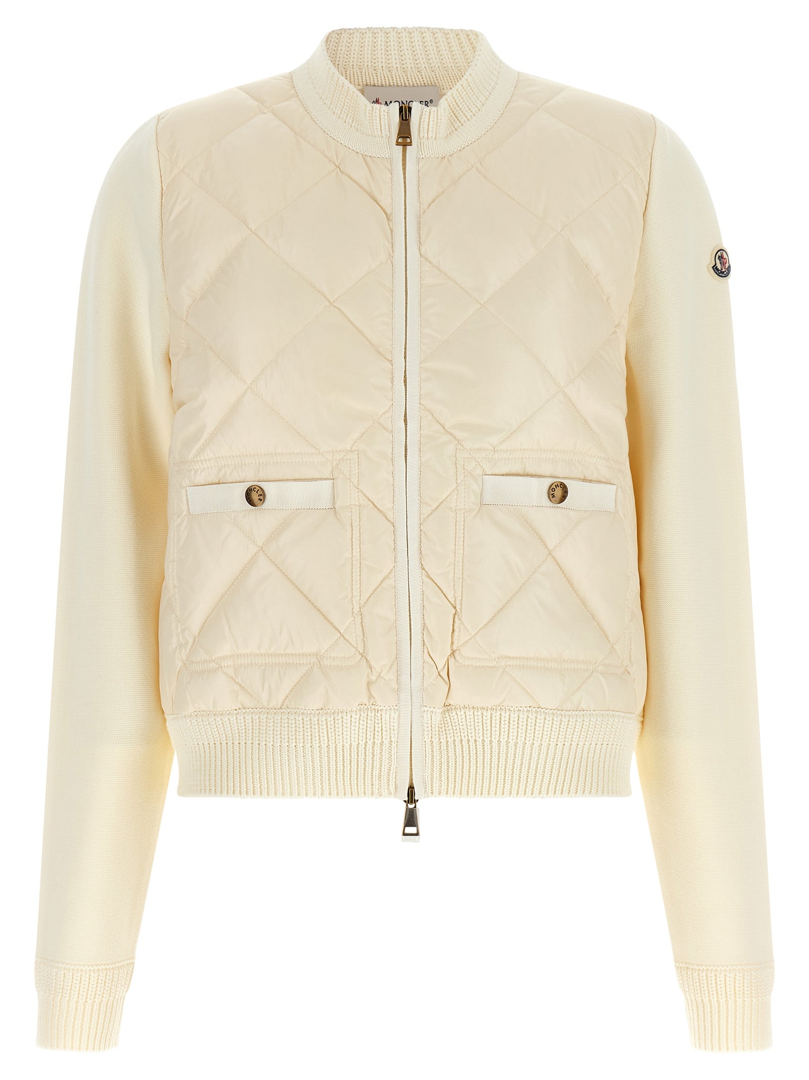 Moncler Two-Material Padded Cardigan
