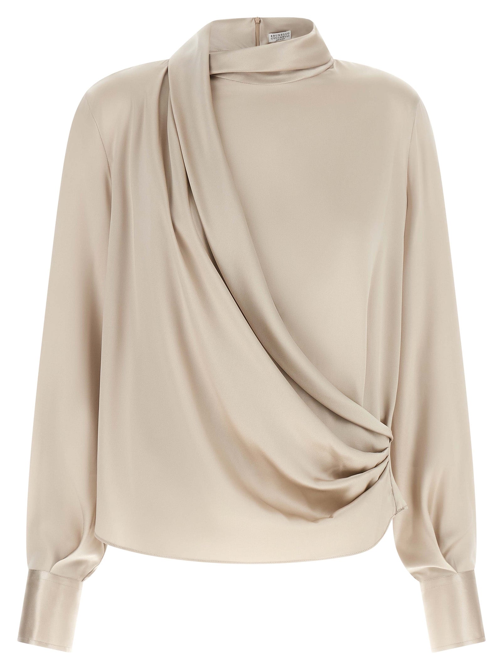 Brunello Cucinelli Asymmetric Draped Blouse