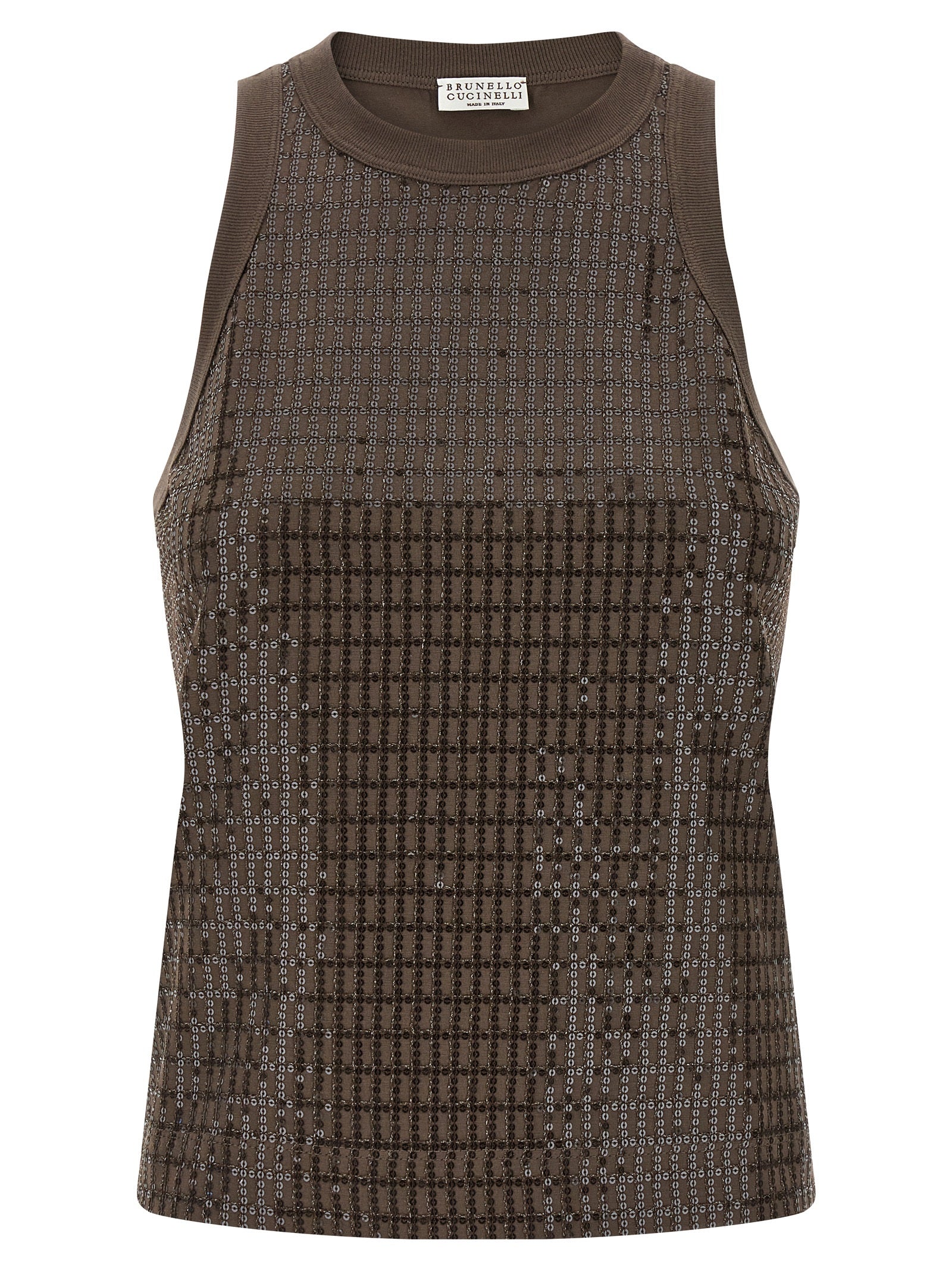 Brunello Cucinelli 'Dazzling Check Embroidery' Top