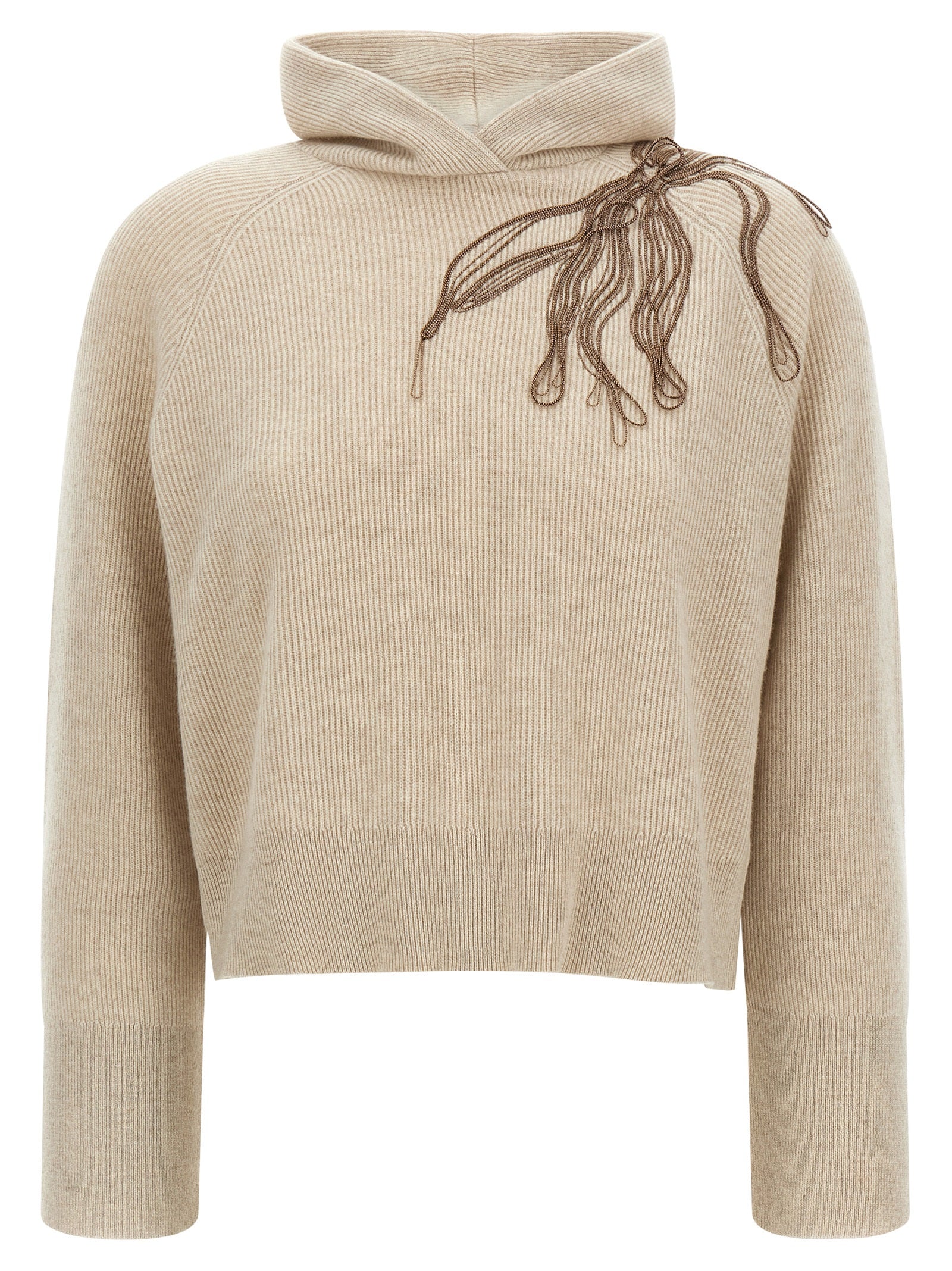 Brunello Cucinelli 'Shiny Flower Embroidery' Sweater