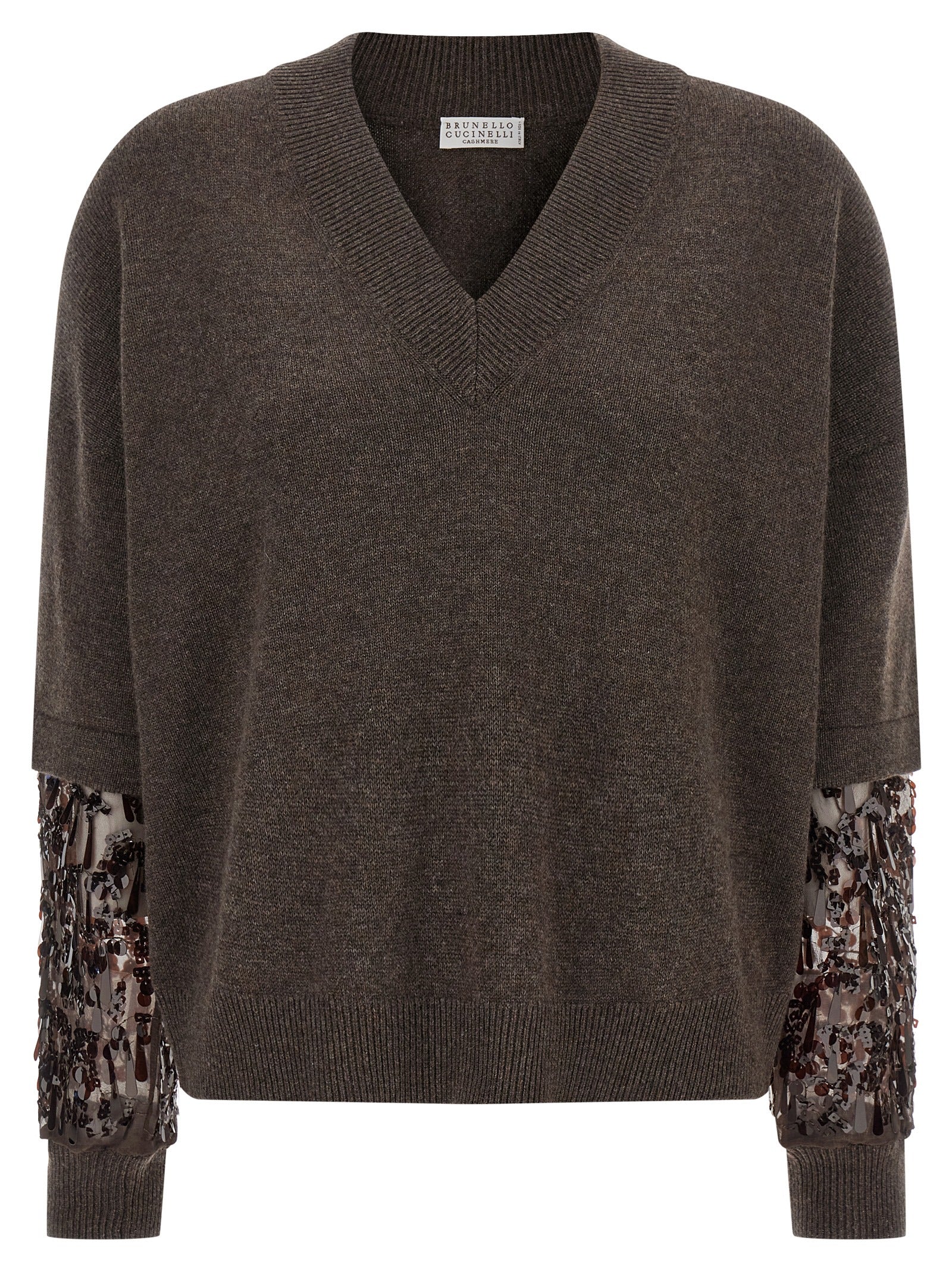 Brunello Cucinelli Sequin Sleeve Sweater