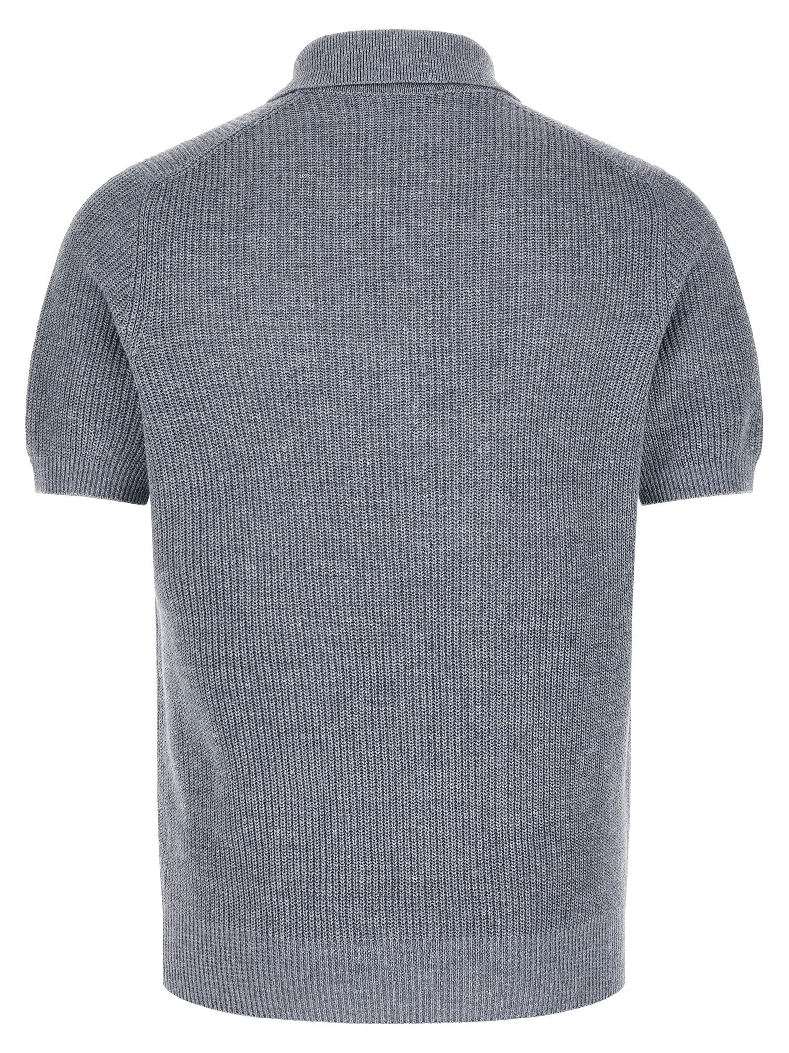 Brunello Cucinelli English Half-Ribbed Polo Shirt