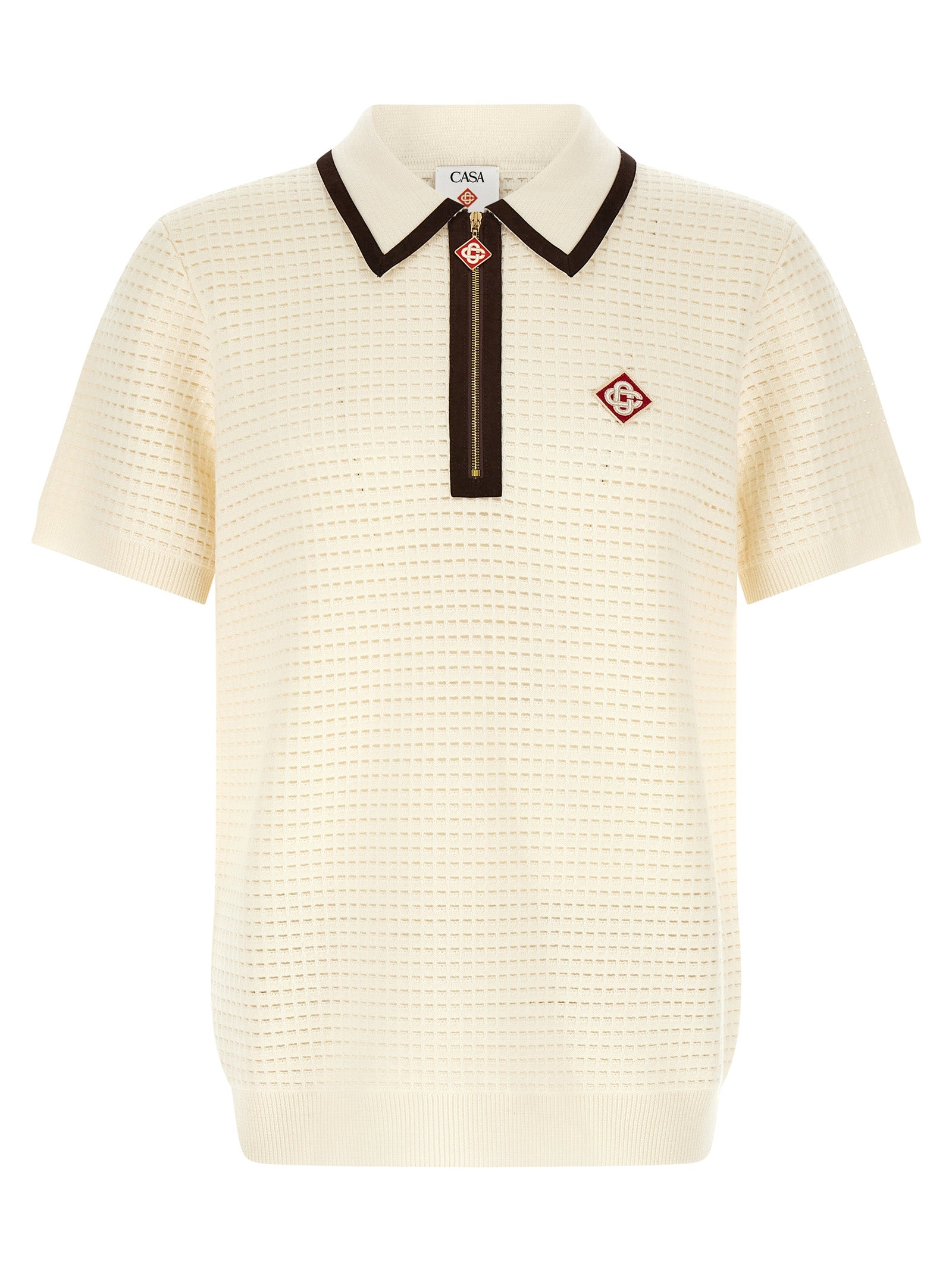 Casablanca 'Waffle Stitch' Knit Polo Shirt