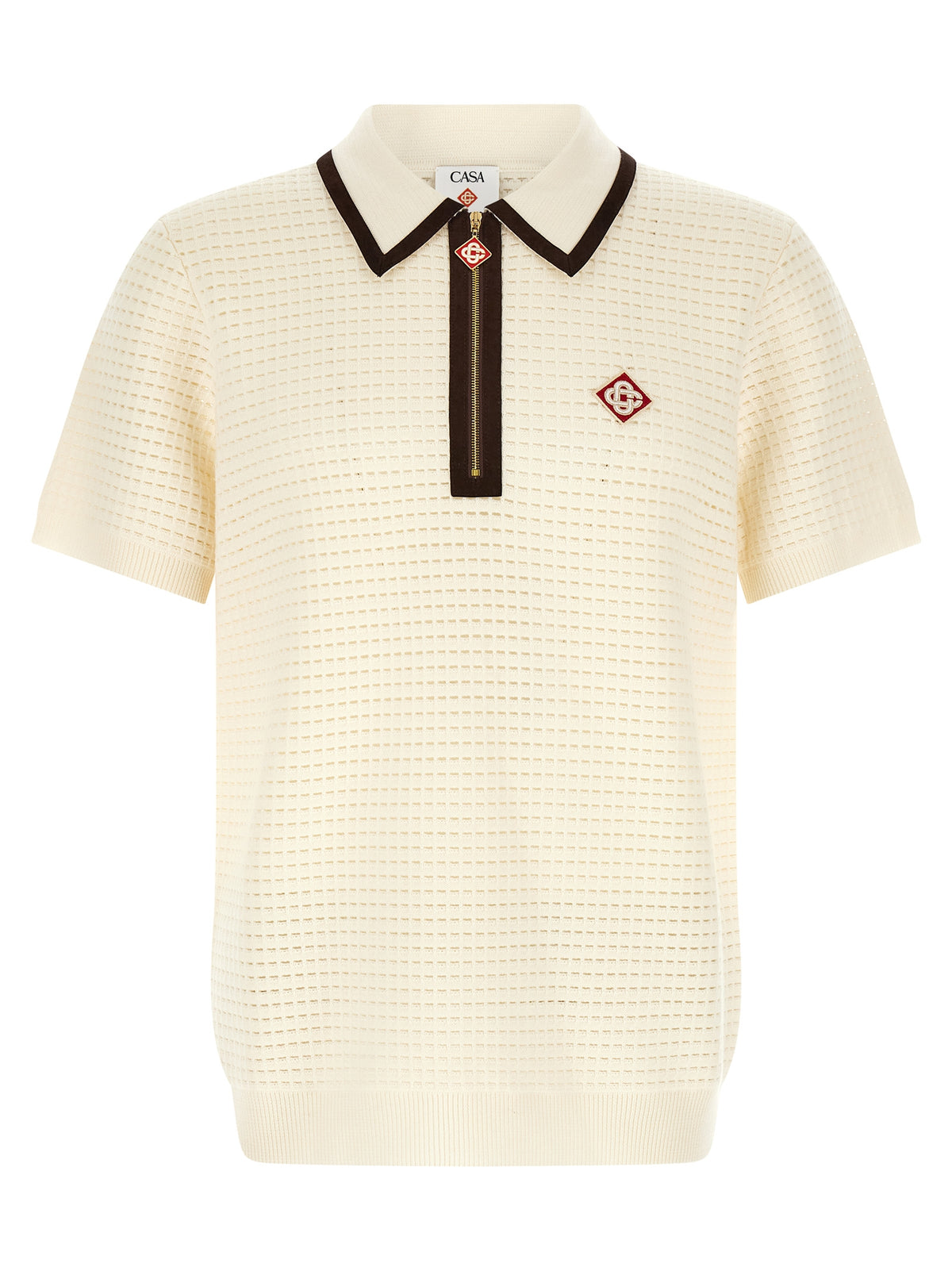 Casablanca 'Waffle Stitch' Knit Polo Shirt