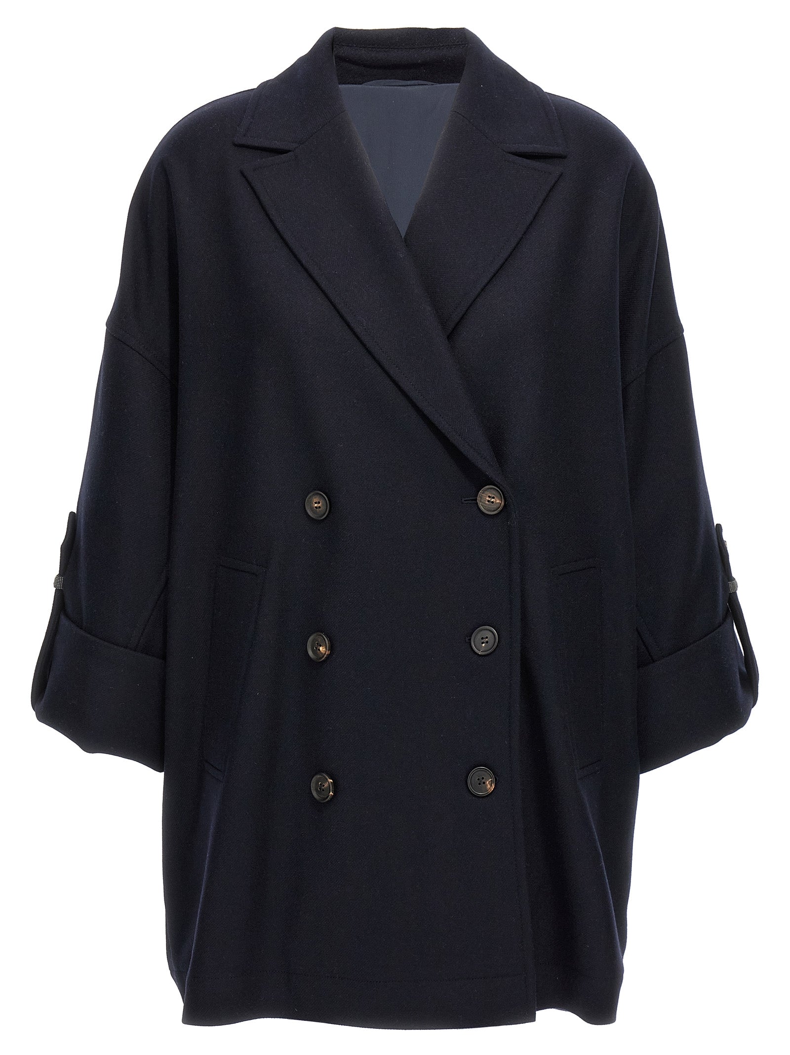 Brunello Cucinelli 'Shiny Cuff Details' Caban Coat