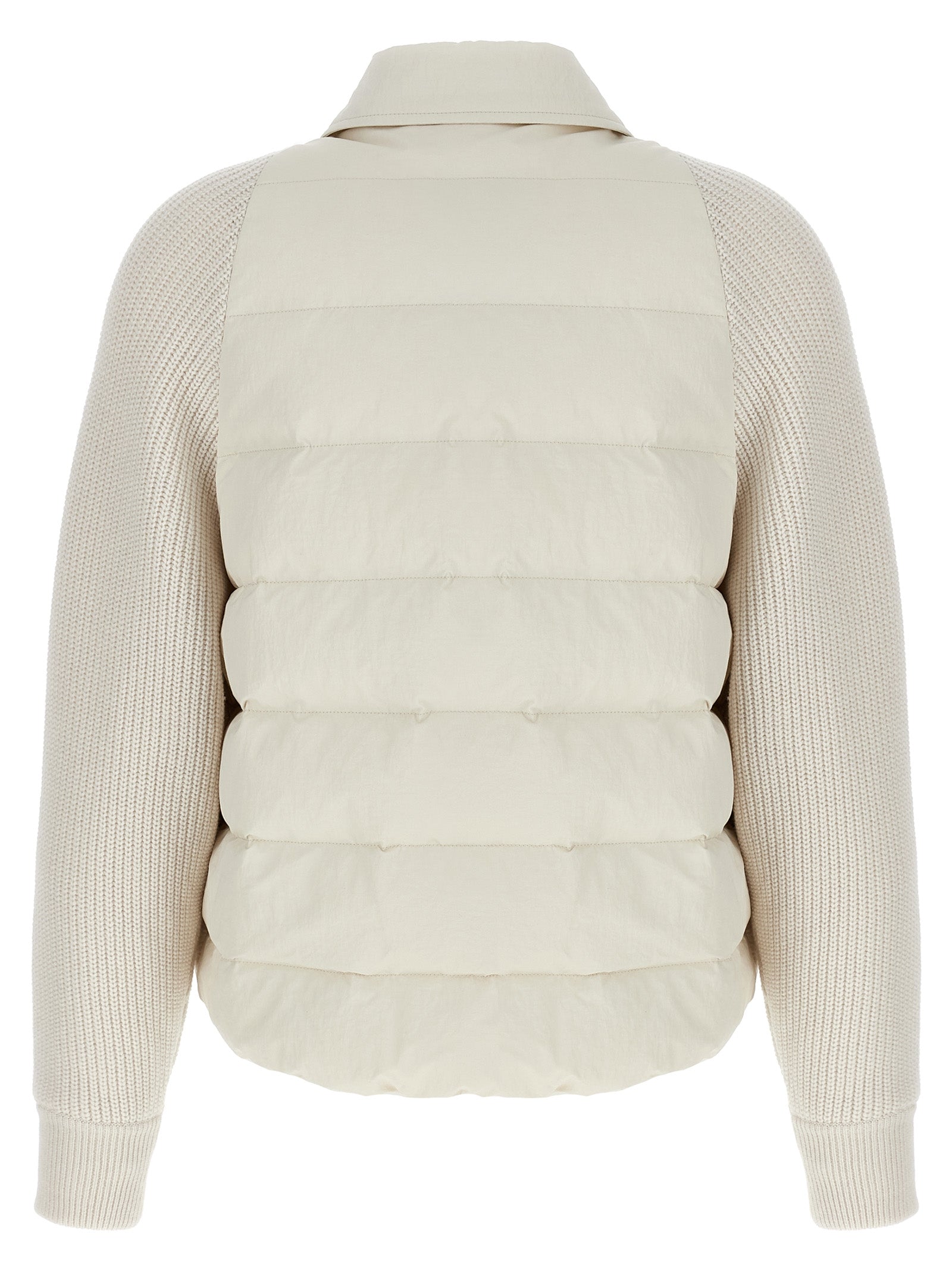 Brunello Cucinelli Two-Material 'Shiny Flap Detail' Down Jacket