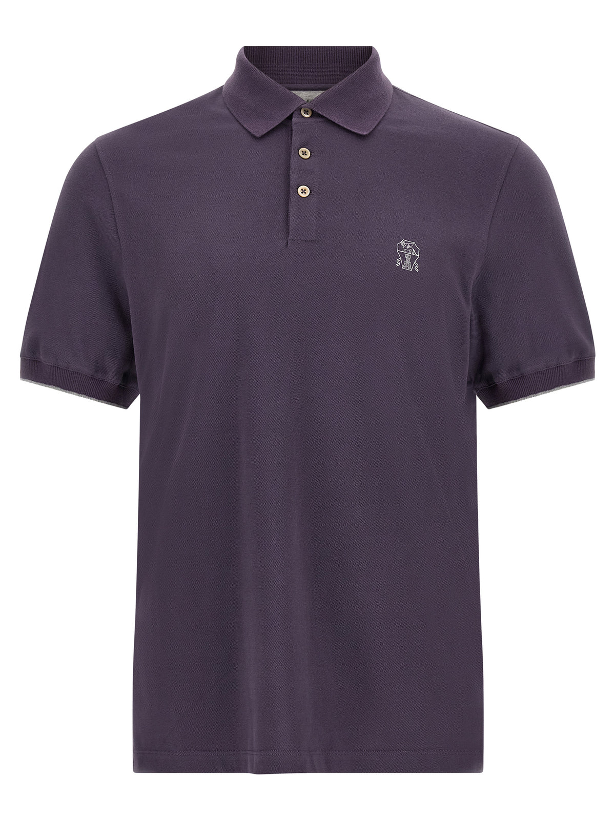 Brunello Cucinelli Purple Logo Embroidery Polo Shirt