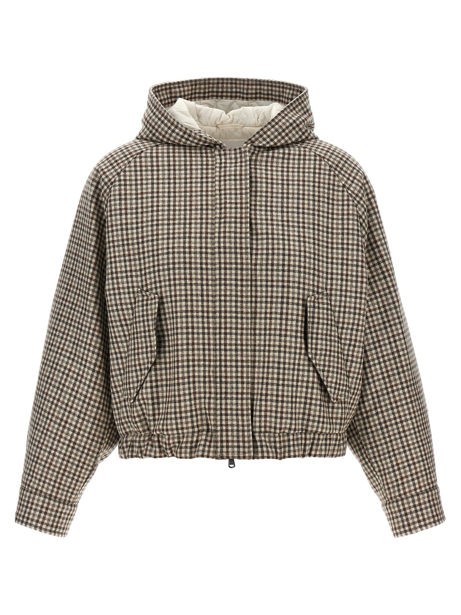 Brunello Cucinelli 'Shiny Zipper Pull' Check Jacket