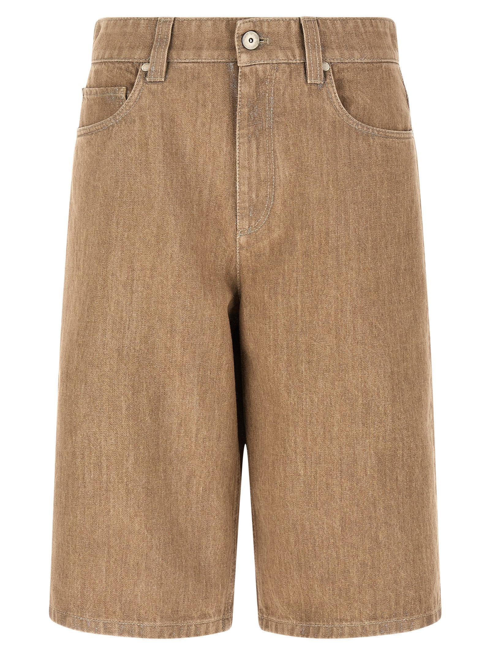 Brunello Cucinelli Lamé Denim Bermuda Shorts