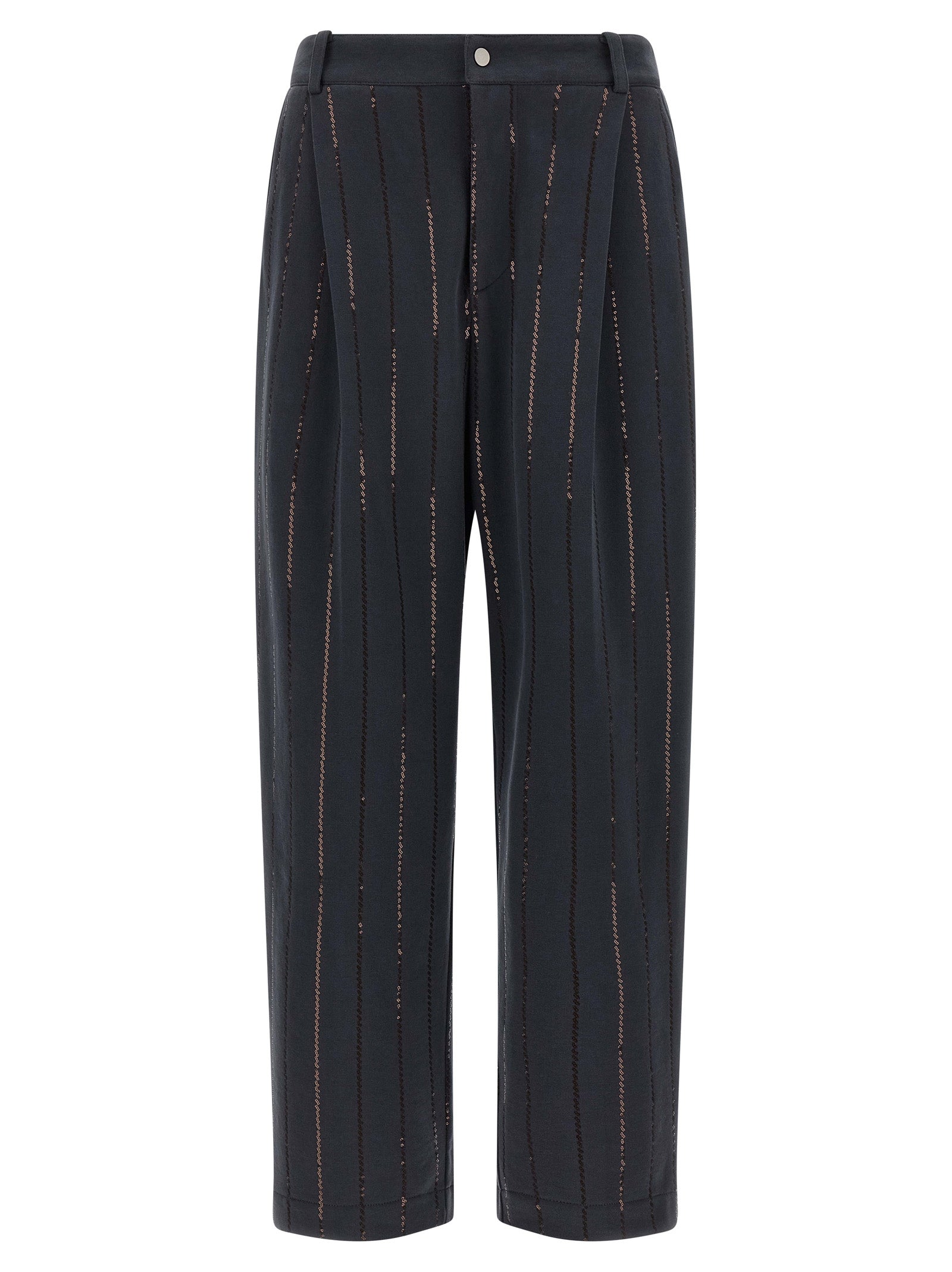 Brunello Cucinelli 'Dazzling Chalk Stripe Embroidery' Joggers