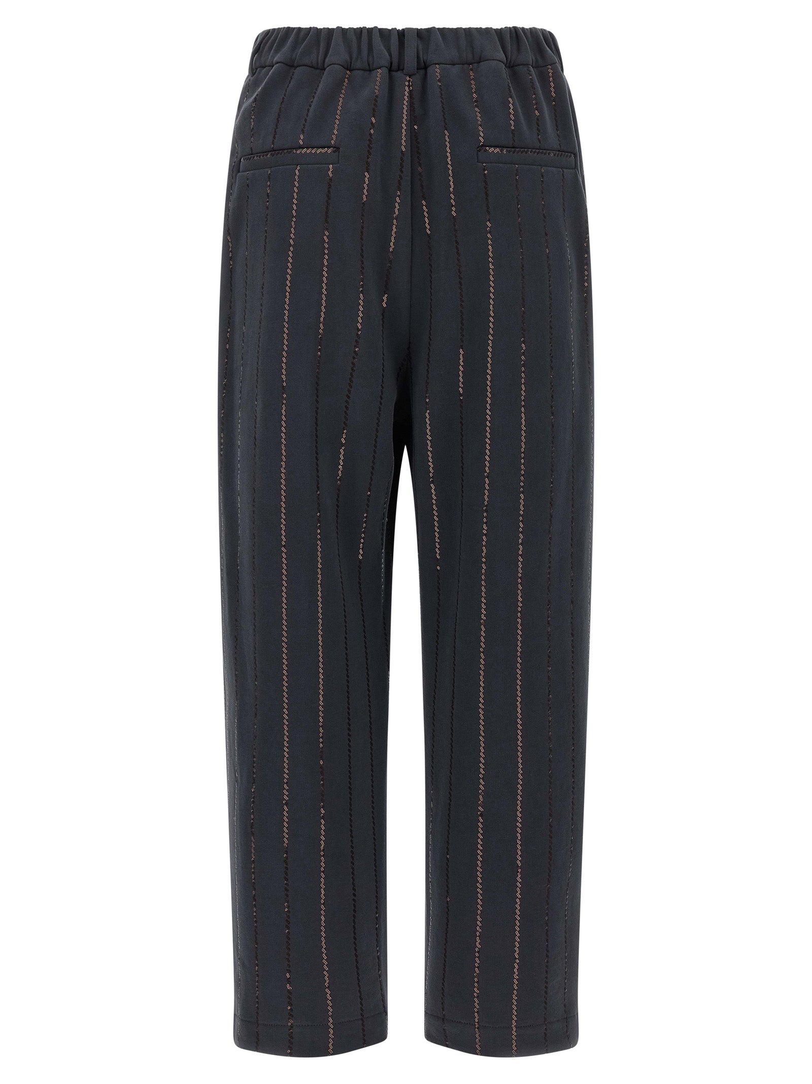 Brunello Cucinelli 'Dazzling Chalk Stripe Embroidery' Joggers