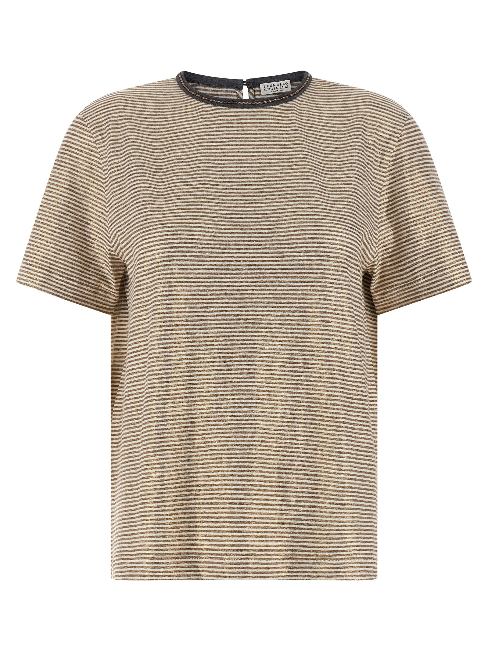 Brunello Cucinelli 'Shiny Collar Detail' T-Shirt