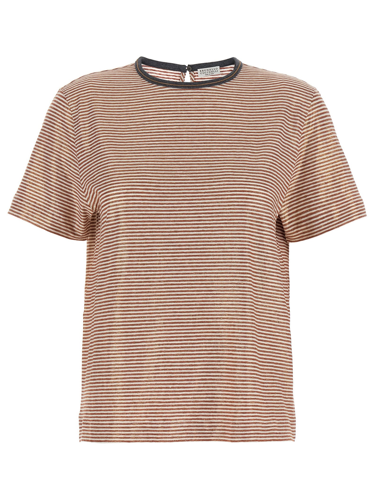 Brunello Cucinelli 'Shiny Collar Detail' T-Shirt