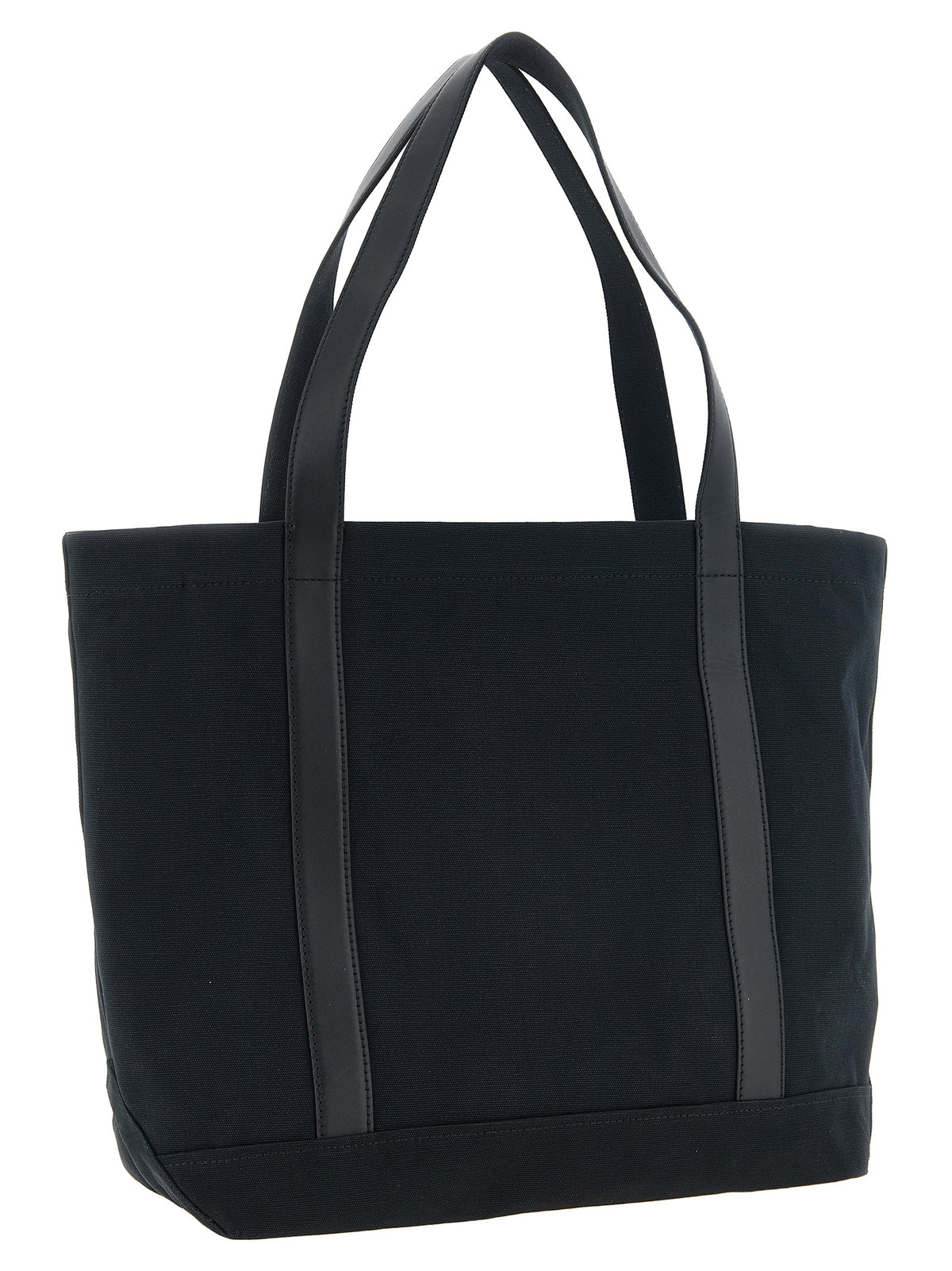 Maison Kitsune Canvas And Large Leather Shopping Bag