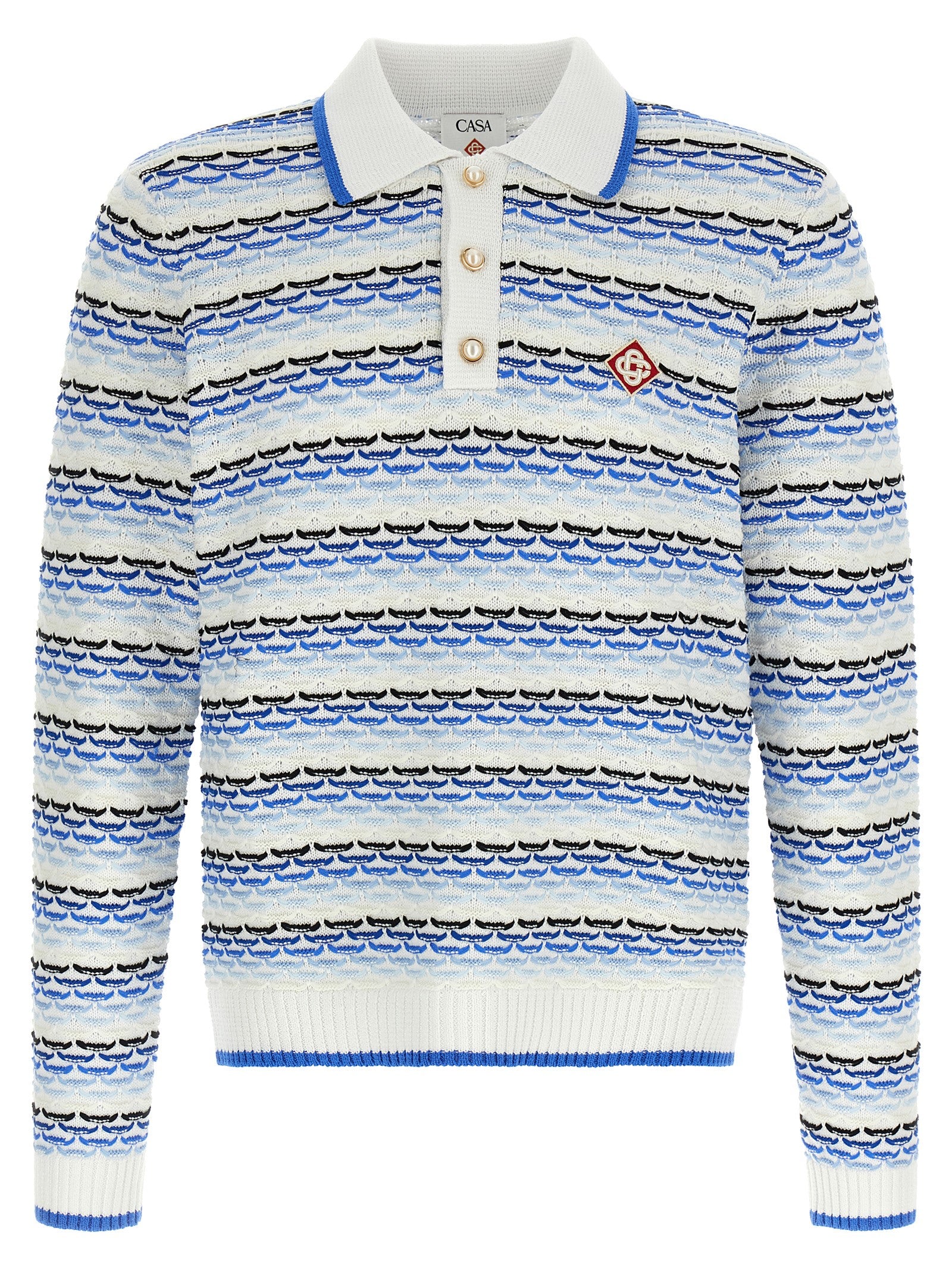 Casablanca 'Tuck Stitch Long Sleeve' Polo Shirt