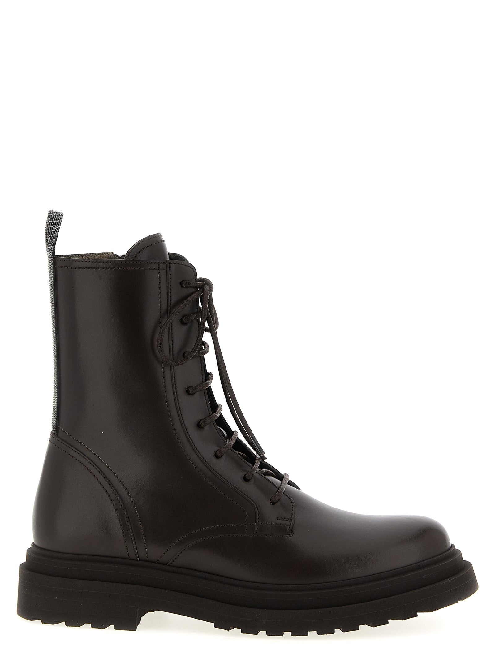 Brunello Cucinelli 'Shiny Loop Detail' Combat Boots