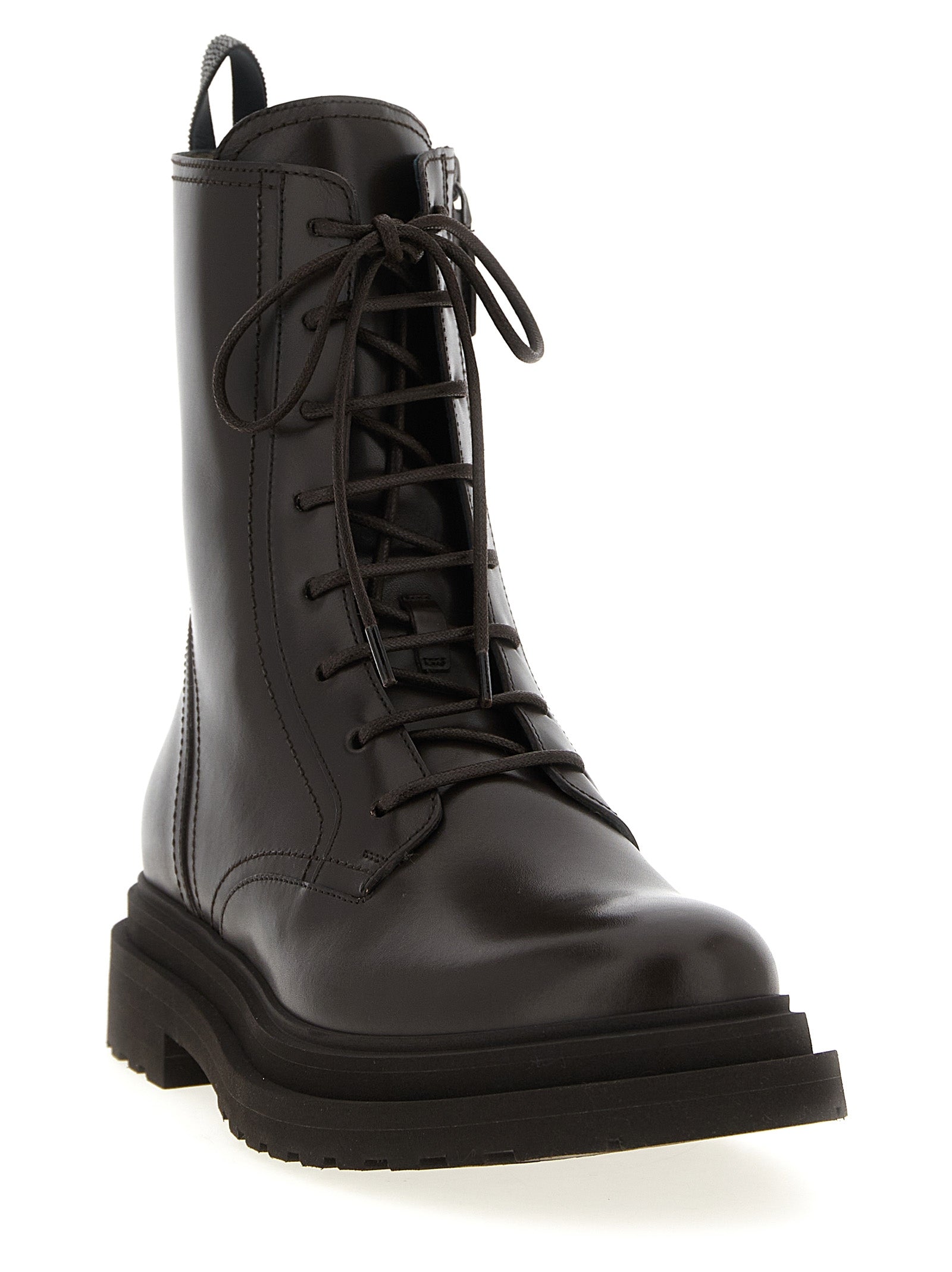 Brunello Cucinelli 'Shiny Loop Detail' Combat Boots