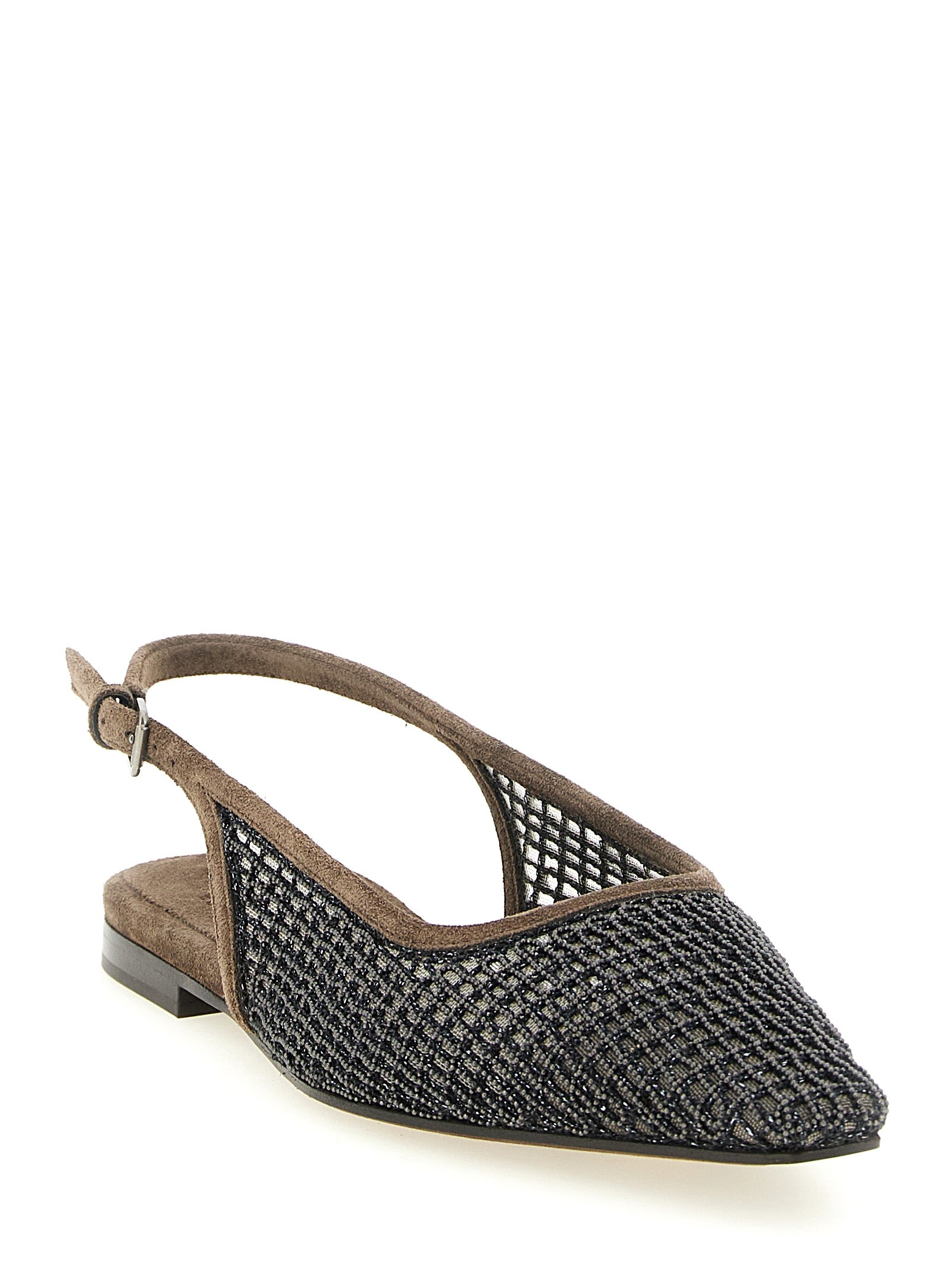 Brunello Cucinelli 'Precious Net Embroidery' Slingback
