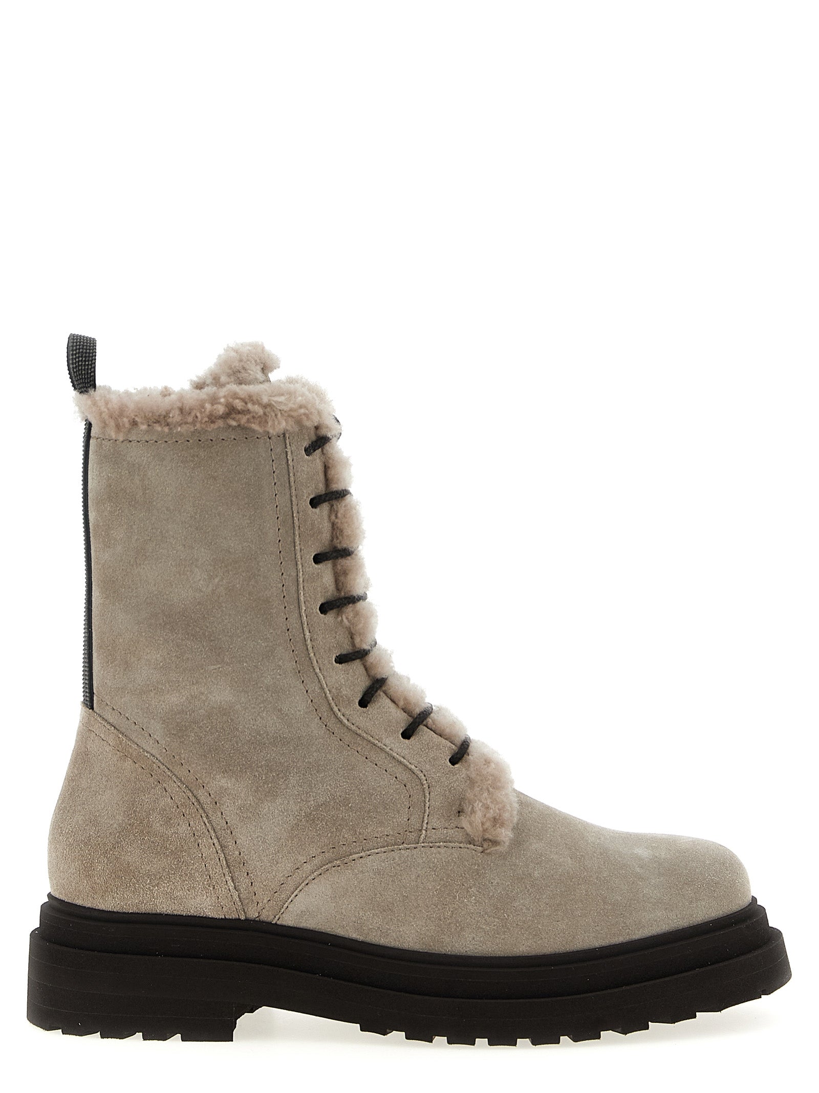 Brunello Cucinelli Suede Combat Boots Monile