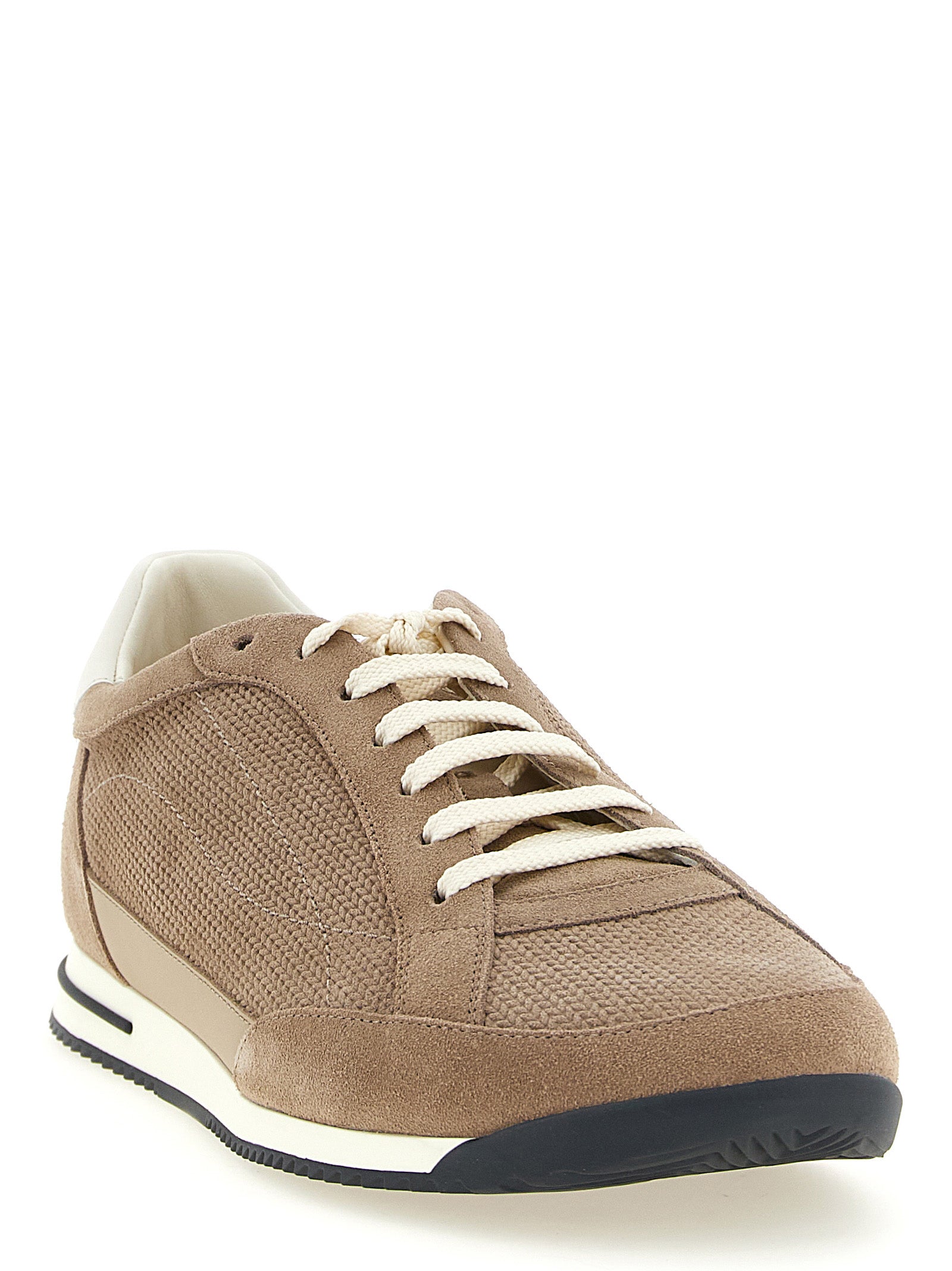 Brunello Cucinelli Knit-Effect Suede Sneakers