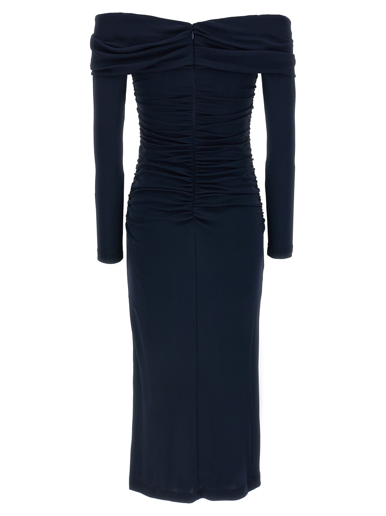 Carolina Herrera 'Off-Shoulder 3/4 Slv Ruched Midi' Dress