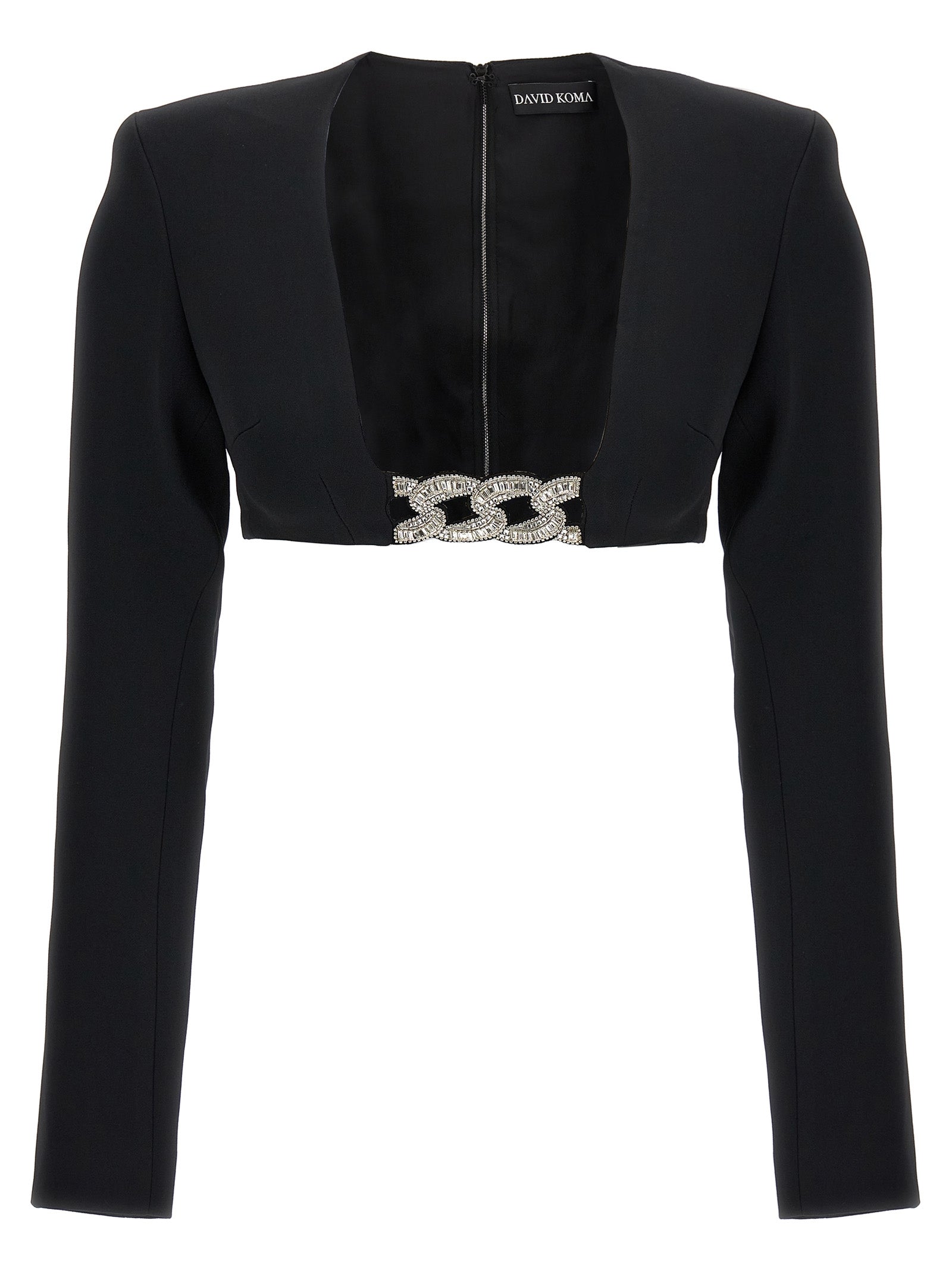 David Koma Top '3D Crystsal Chain And Square Neck'