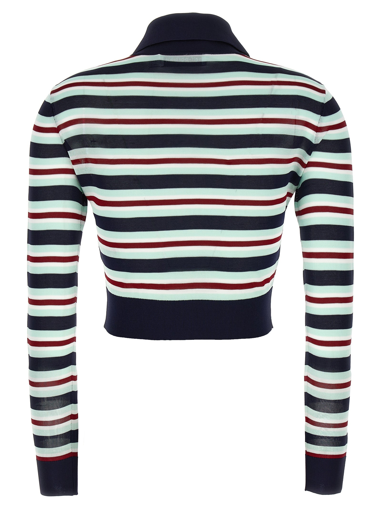 Self Portrait 'Navy Striped Viscose Knit' Cardigan