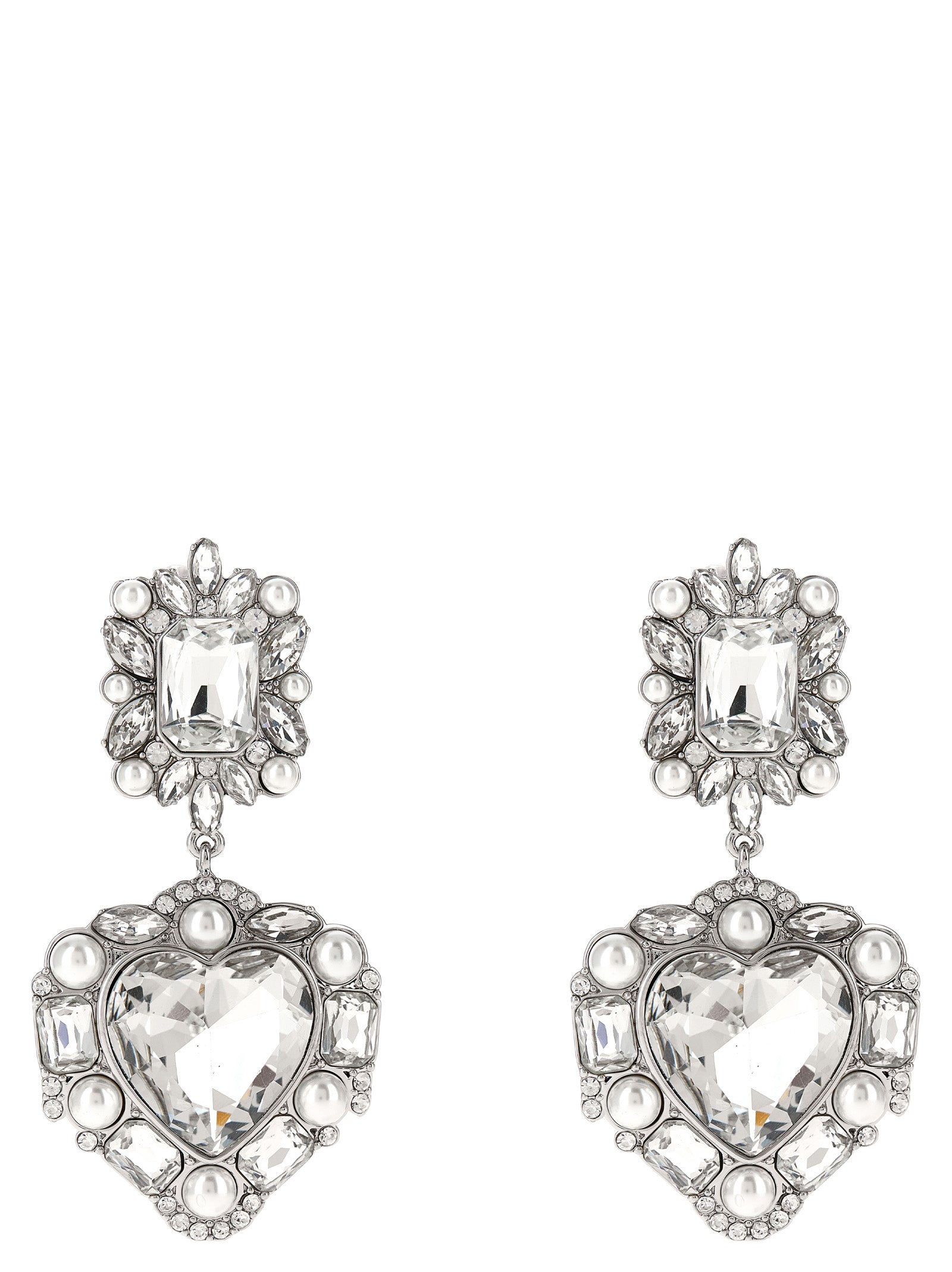 Self Portrait 'Crystal Pearl Tiered Heart' Earrings