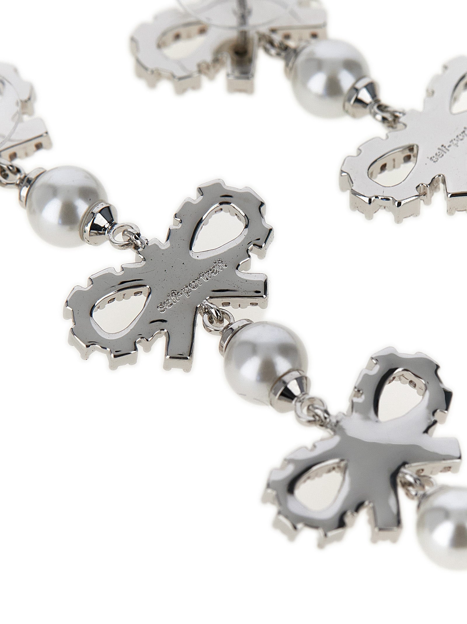 Self Portrait 'Micro Bow Pearl Tiered' Earrings