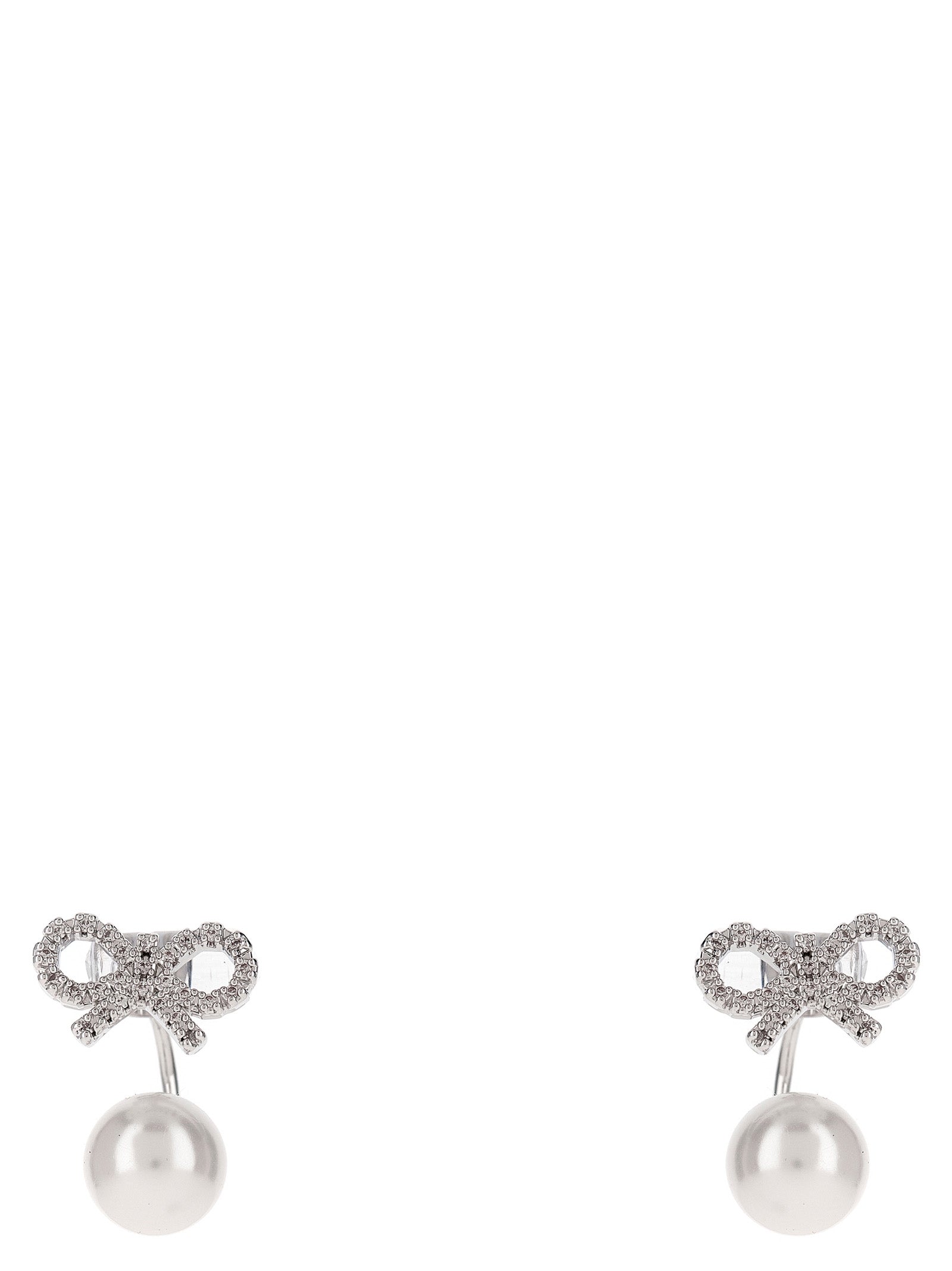 Self Portrait 'Crystal Bow Pearl Jacket' Earrings