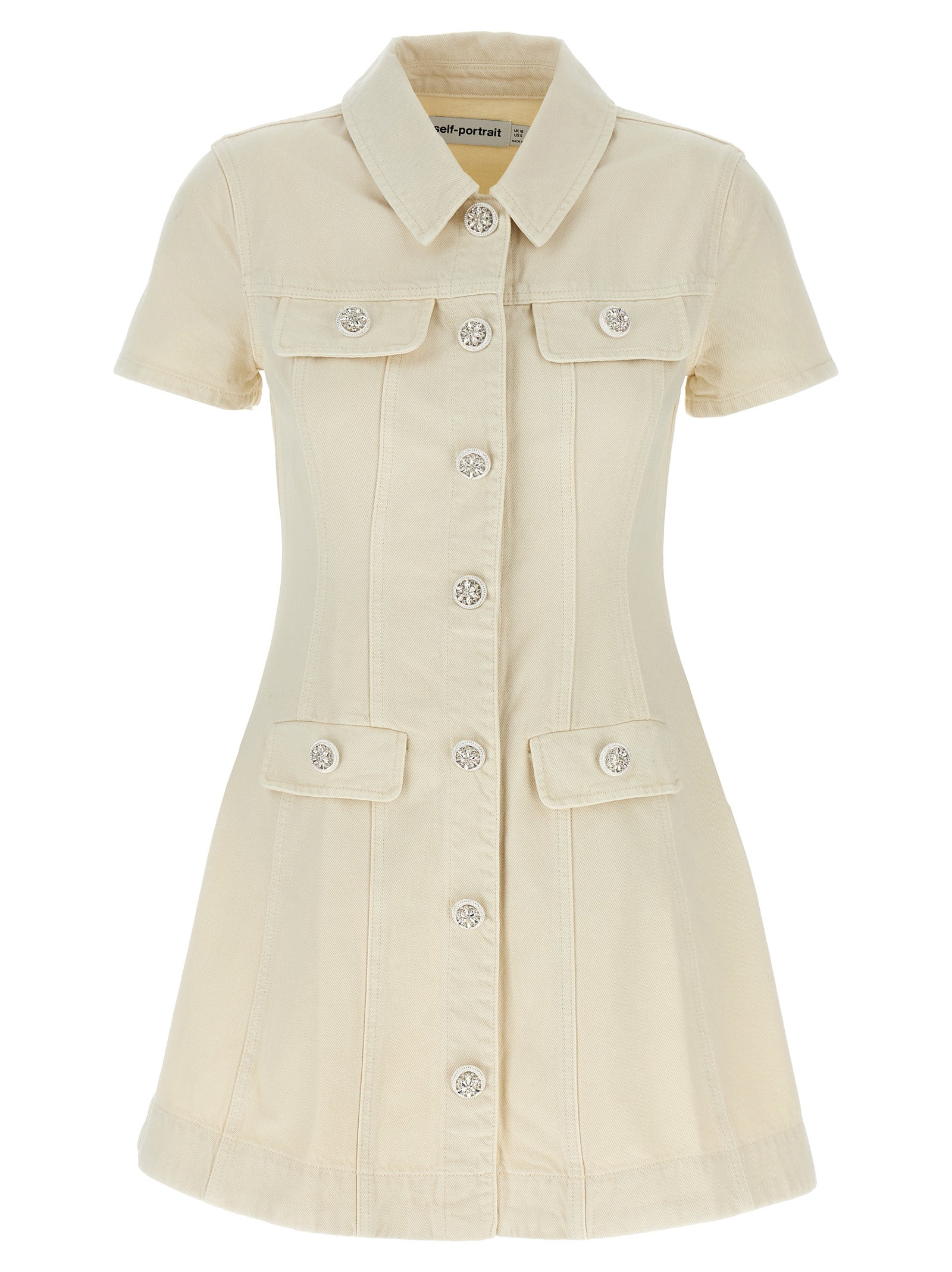 Self Portrait 'Cream Collared Denim Mini' Dress