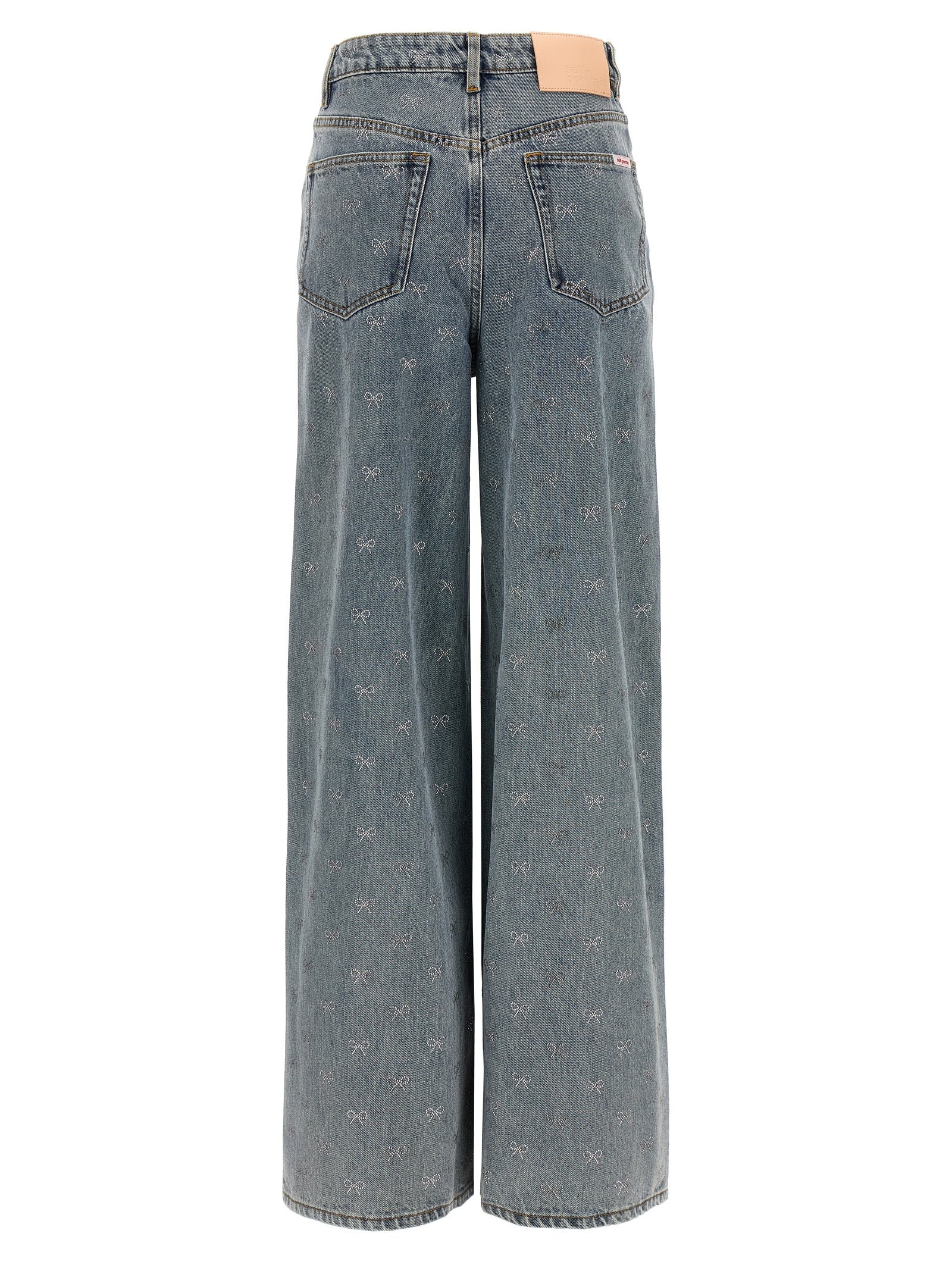 Self Portrait 'Light Blue Diamante Bow' Jeans